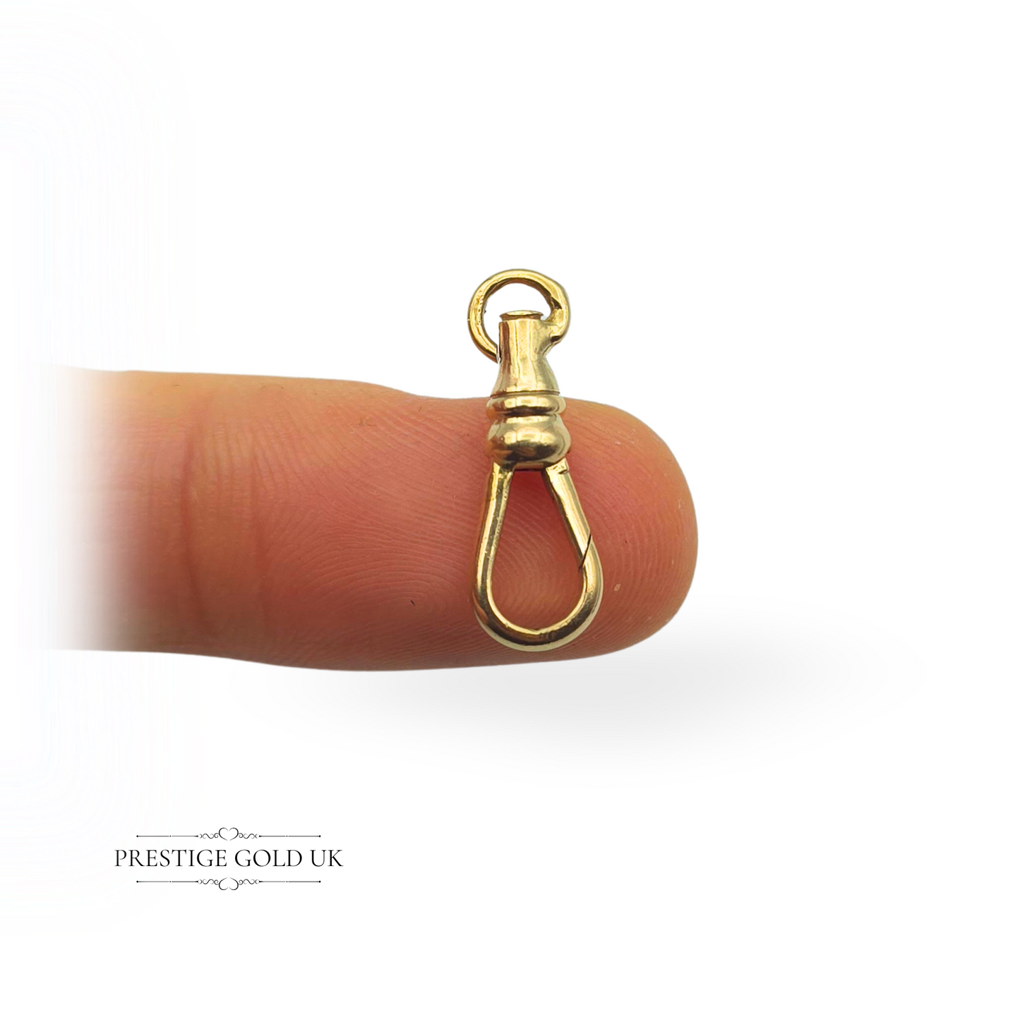 Vintage 9ct Yellow Gold Dog Clip, 22mm Fixed Bolt Ring, Stamped 9ct