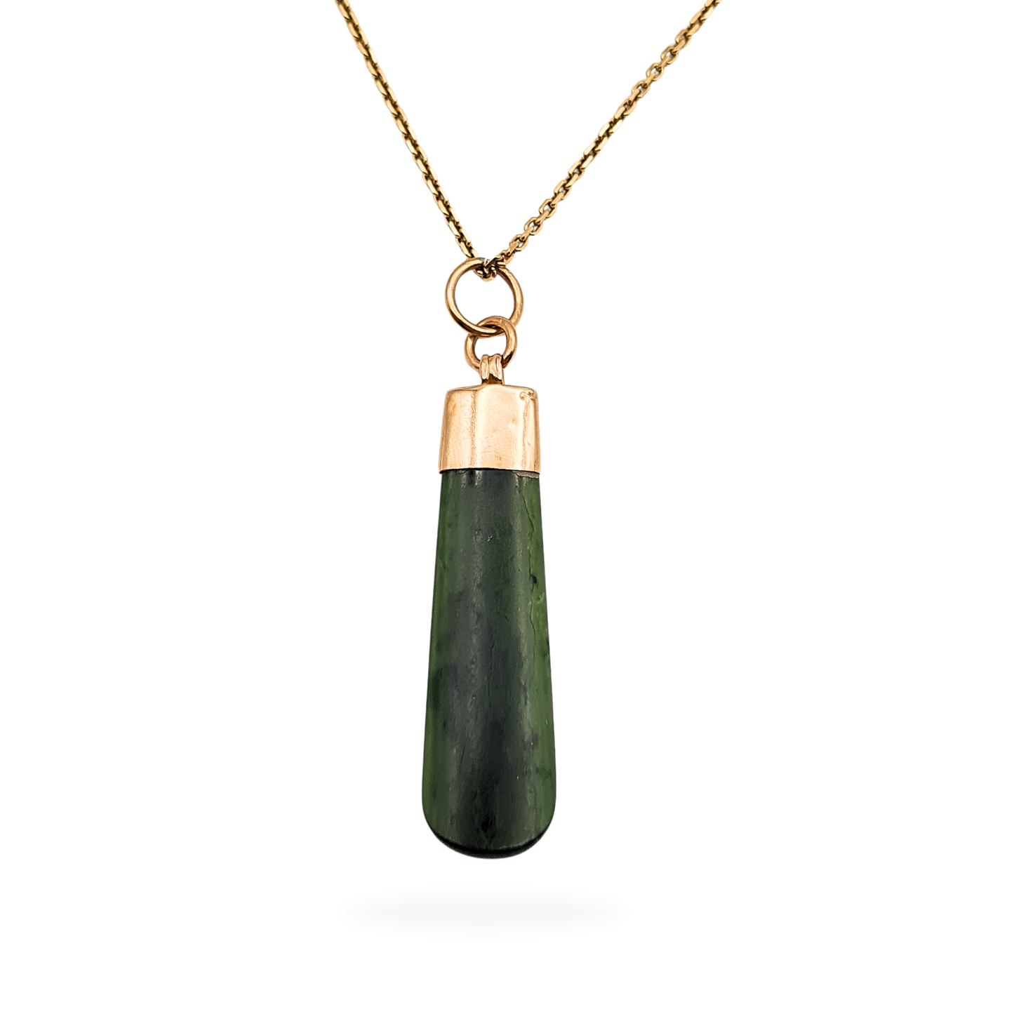 9ct Rose Gold Nephrite Jade Drop Pendant 50mm Teardrop