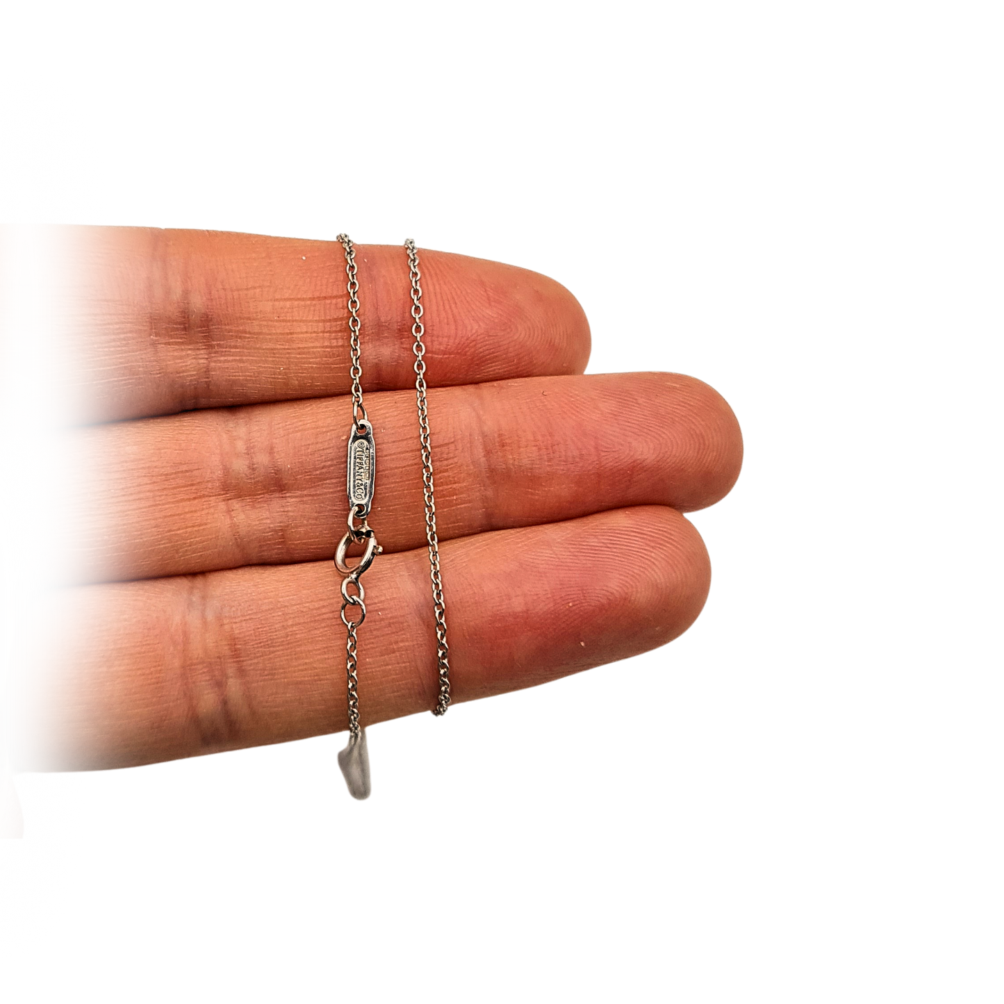 18ct White Gold Tiffany & Co Necklace, 16", 750 Hallmark, Dainty Chain