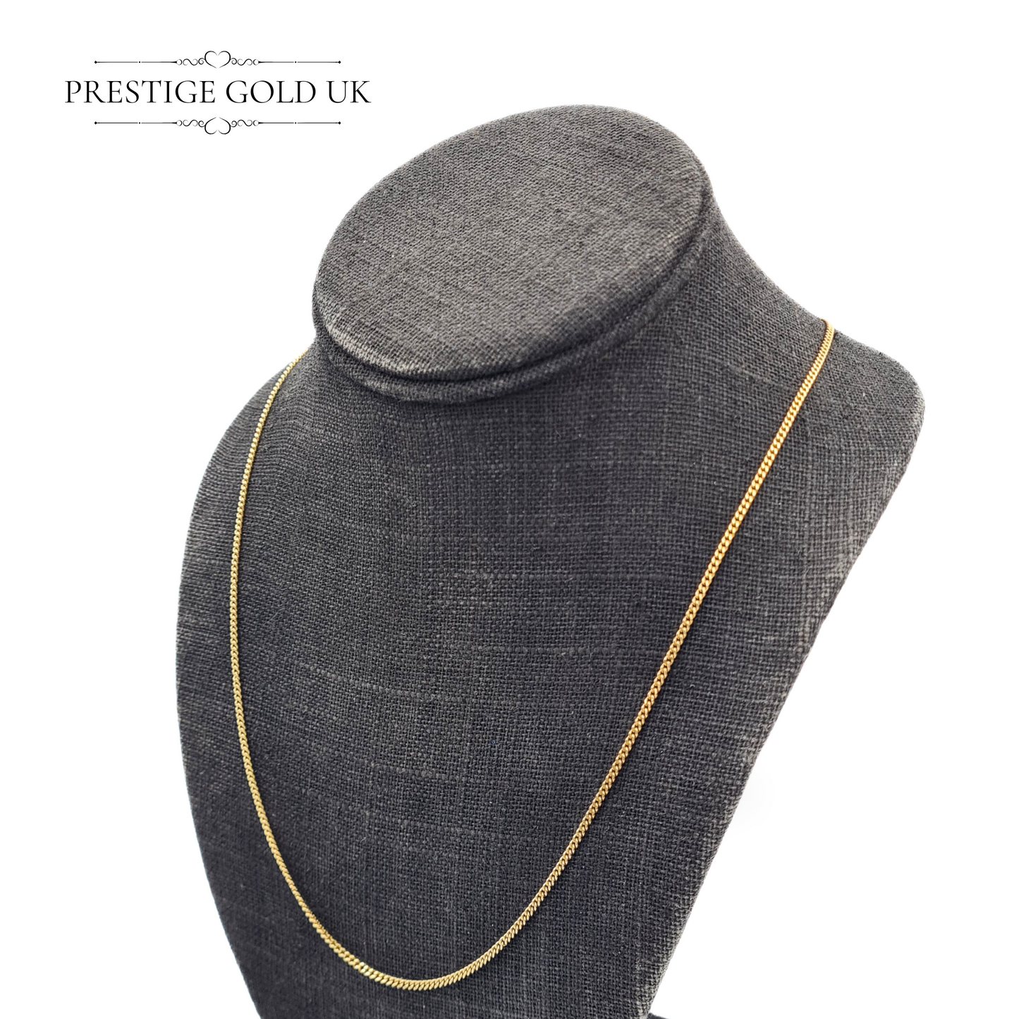 Vintage 9ct Gold Curb Chain Necklace, circa 1990, 21 Inch 53cm, 1.5mm Link,