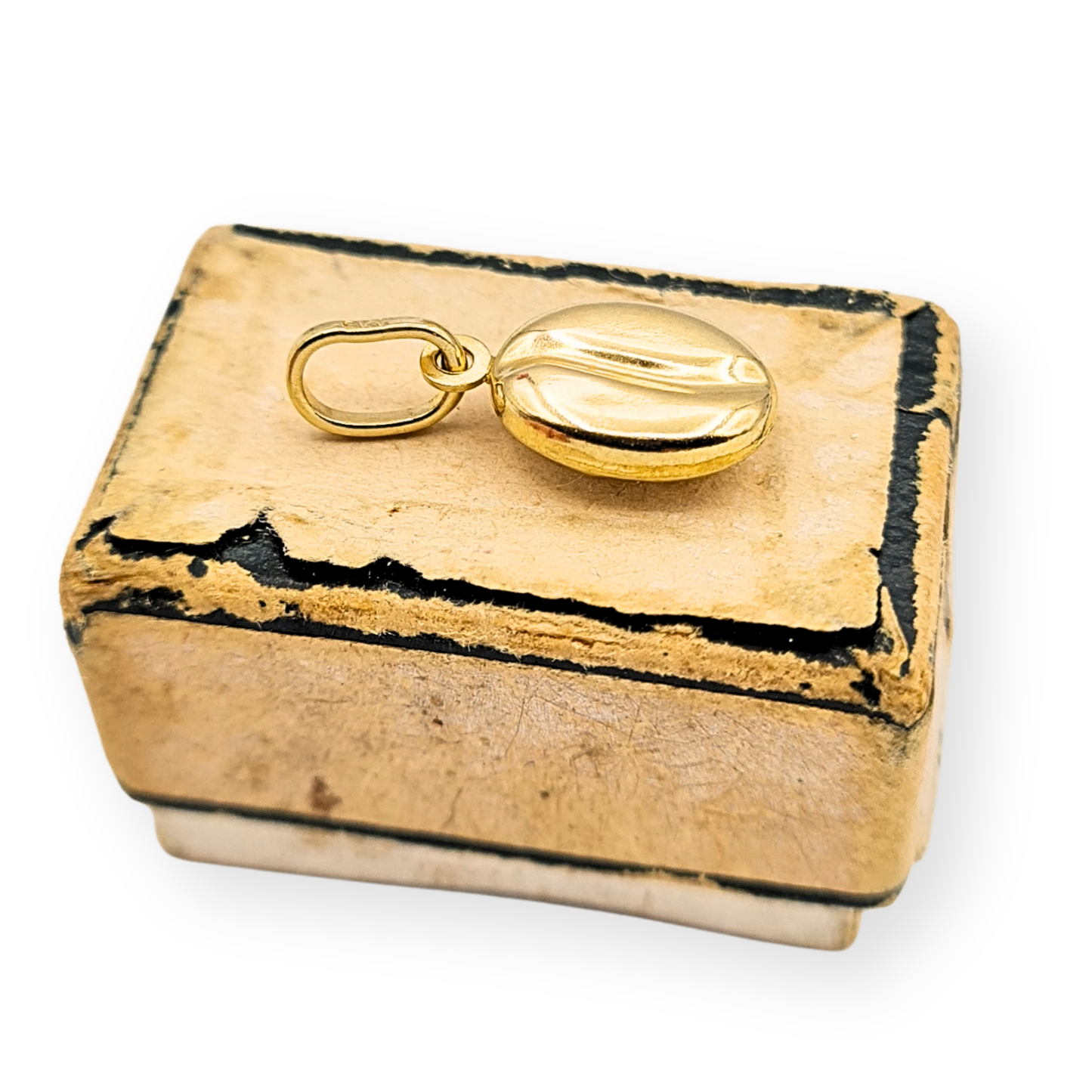 9ct Gold Coffee Bean Charm, Hollow, Stamped 9k