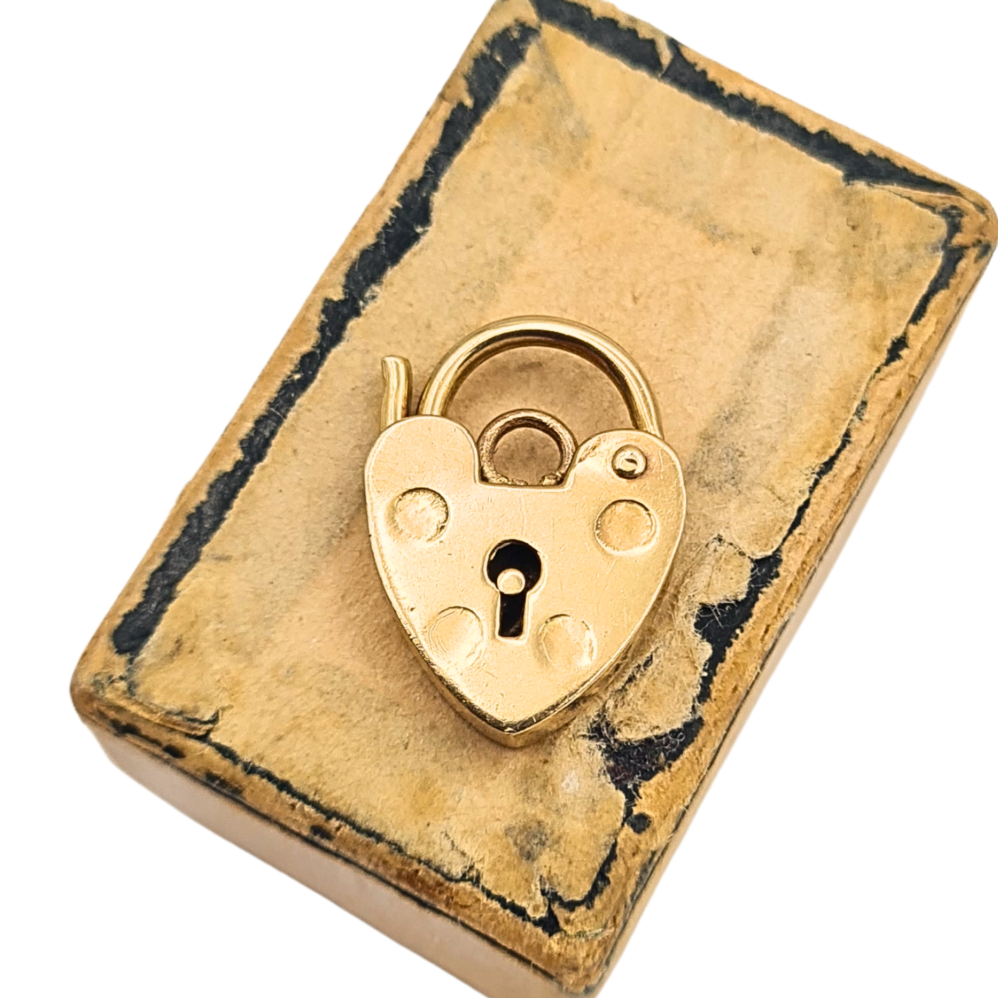Tiny 9ct yellow gold heart padlock charm pendant with hallmarked jump ring