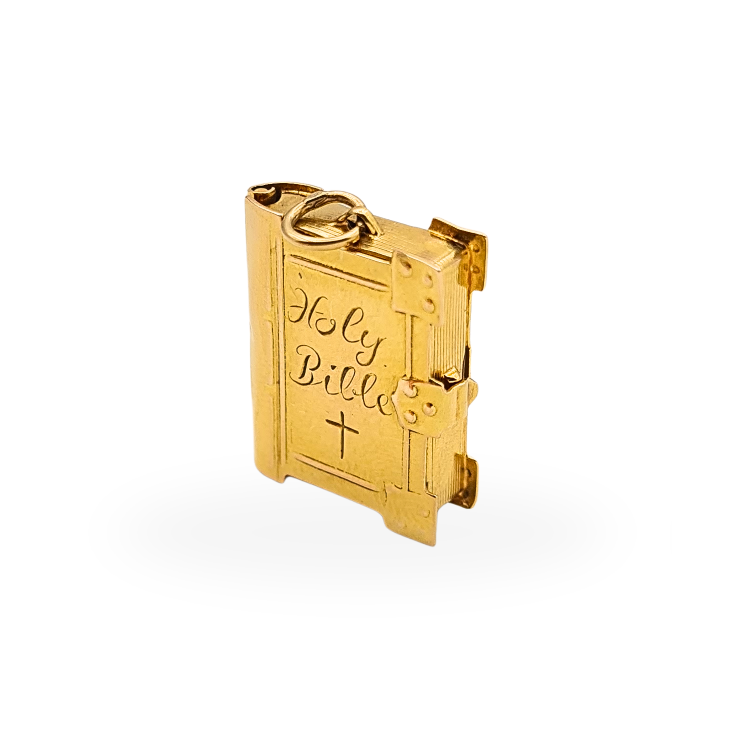 Vintage 9ct Gold Opening Holy Bible Charm 1972 Hallmarked Christian Pendant