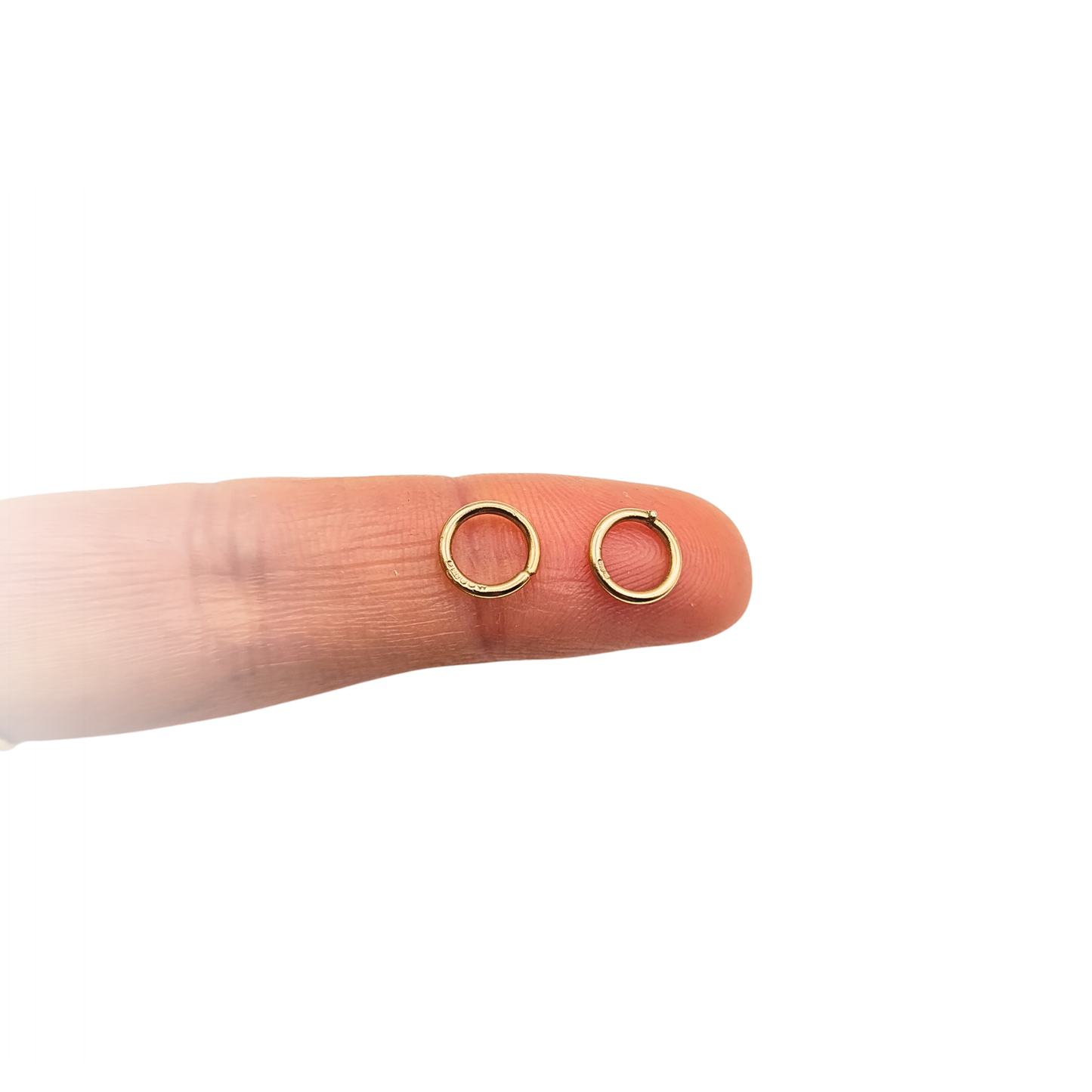 Pair 9ct Gold Closed Jump Rings Solid  Gold Connectors 7.4mm