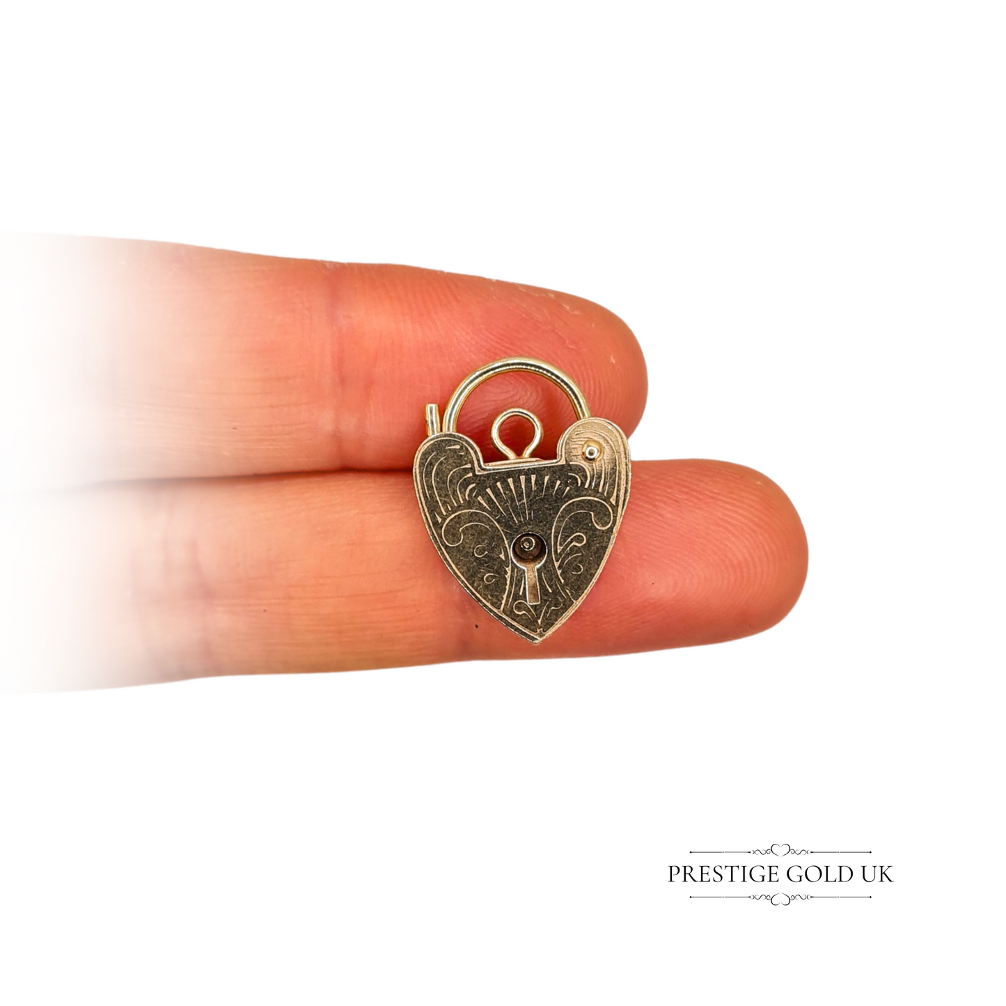 9ct Gold Heart Padlock Pendant ASJ London 1978 Hallmarked 20mm x 15mm