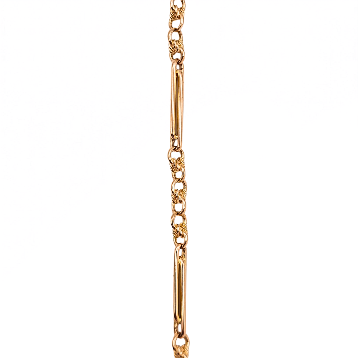 8" Long Rose Gold Albert Bracelet With Trombone Rope Links & Dog Clip .