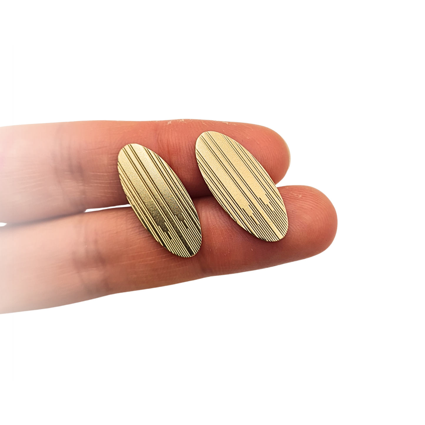 Solid 9ct Gold Oval Cufflinks B&S Birmingham Hallmarked Engraved