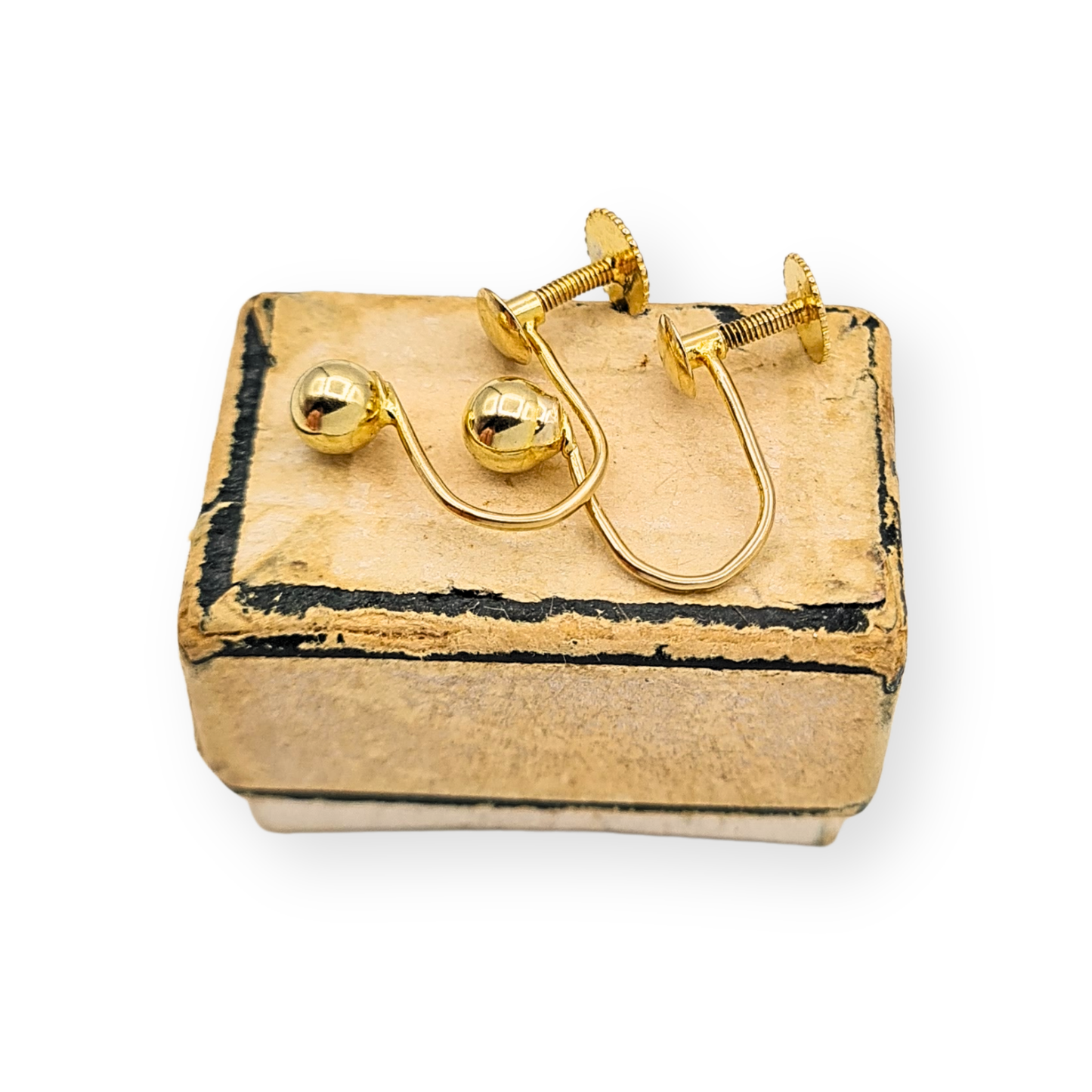 9ct Gold Screw Back Earrings, 4mm Ball, non pierced ears