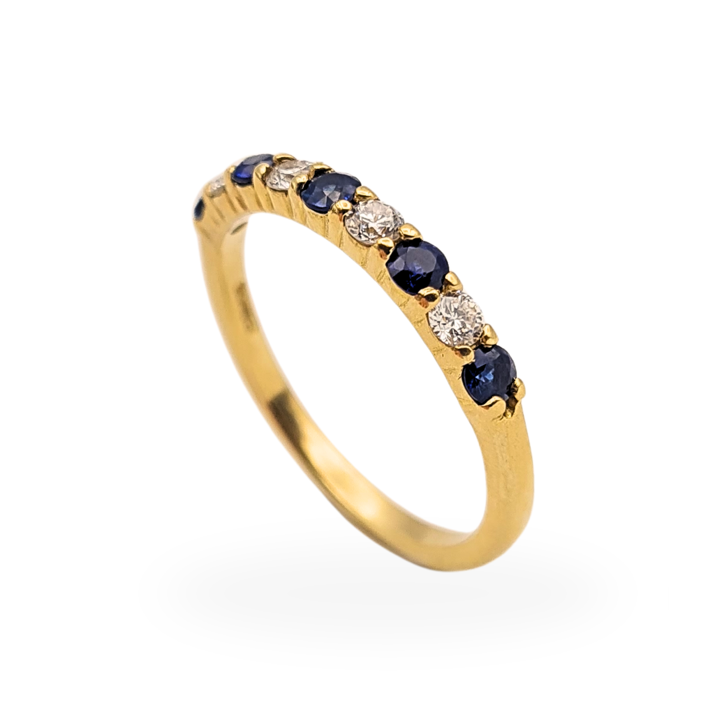 Quality 18ct Gold Sapphire Diamond Eternity Ring 1974 Hallmarked UK N US 6.75