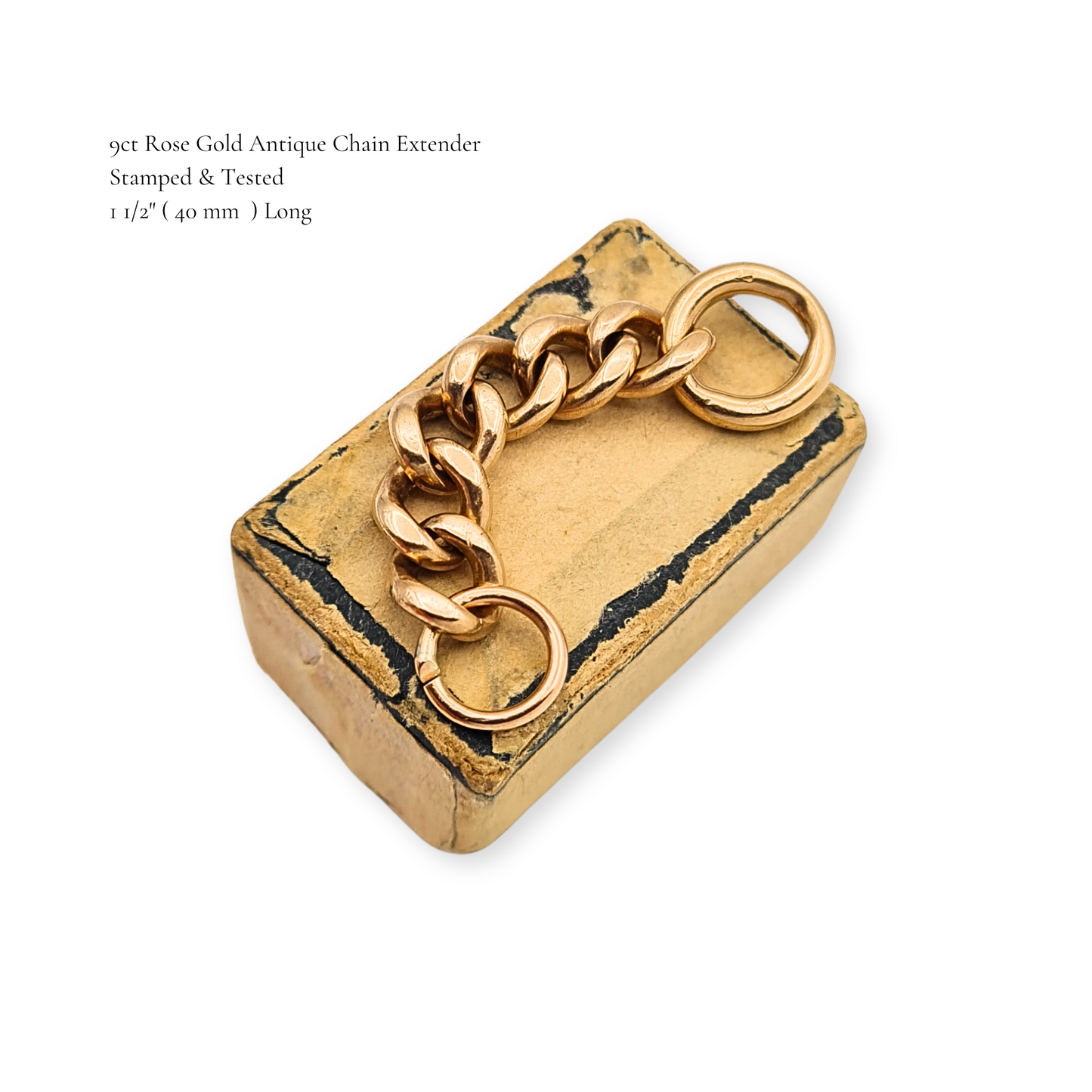 Solid 9ct Rose Gold Chain Extender Dropper 40mm