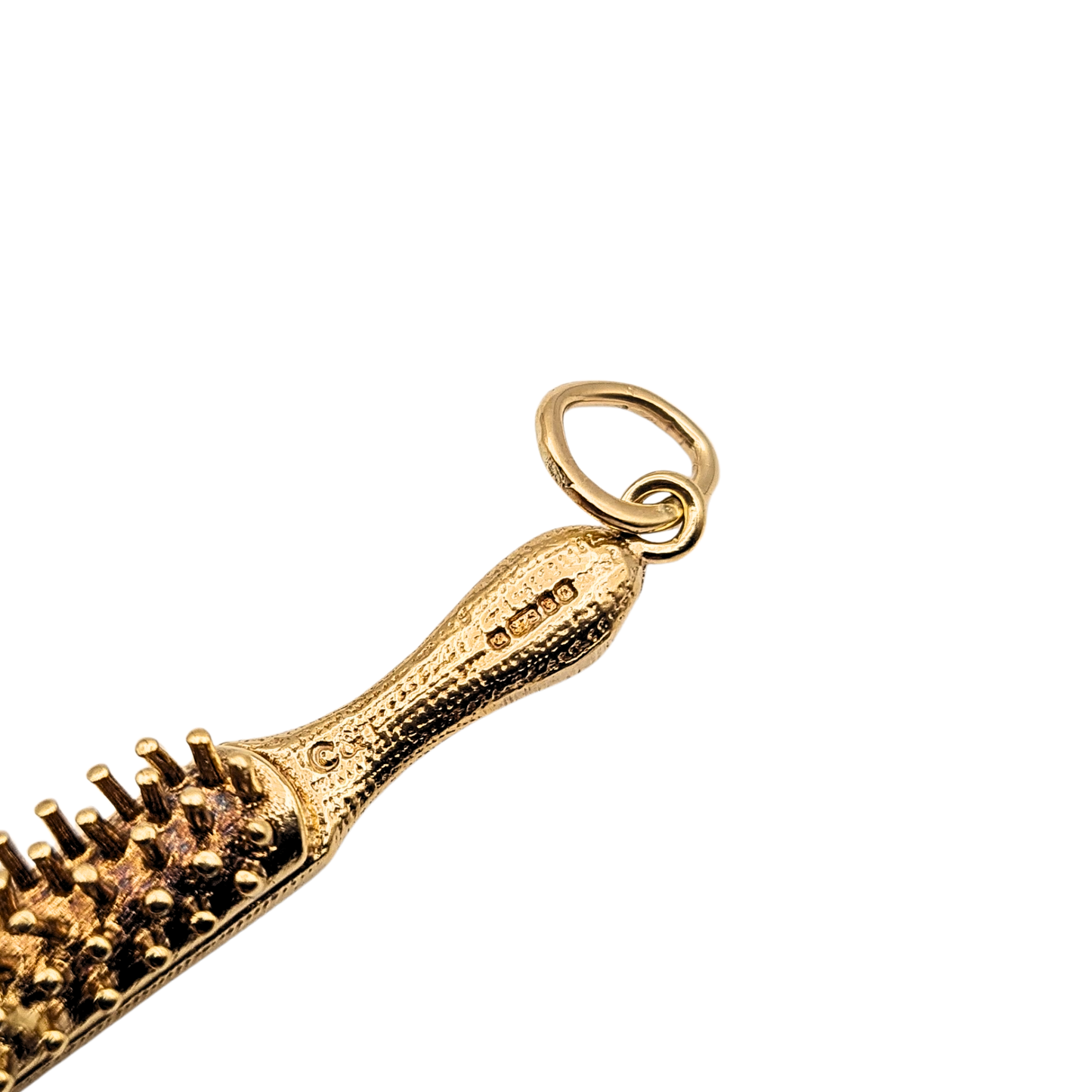 Large 9ct Gold Hair Brush Charm 6.5g London 1977 Hallmarked