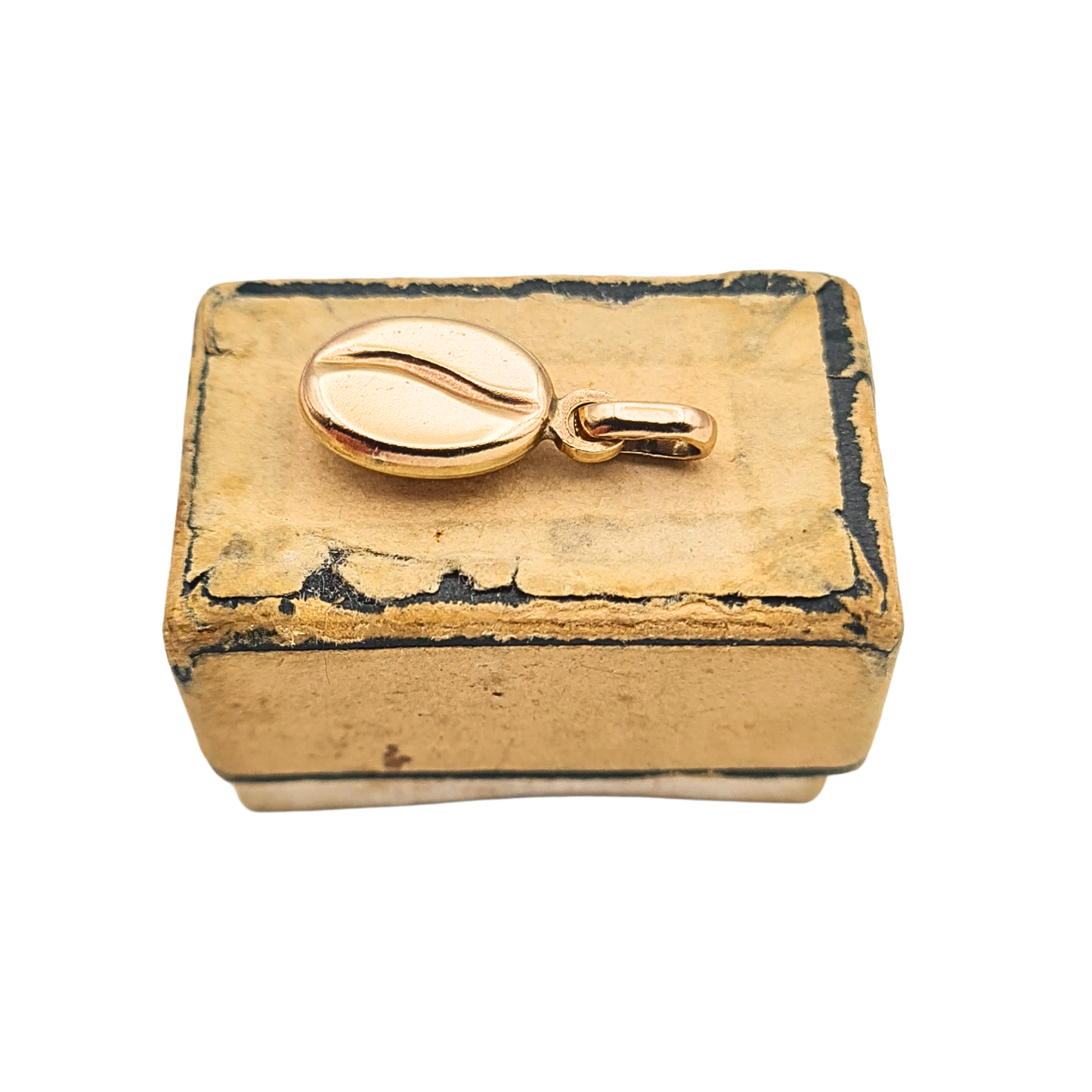 9ct Gold Coffee Bean Charm Pendant Tiny Satin Finish