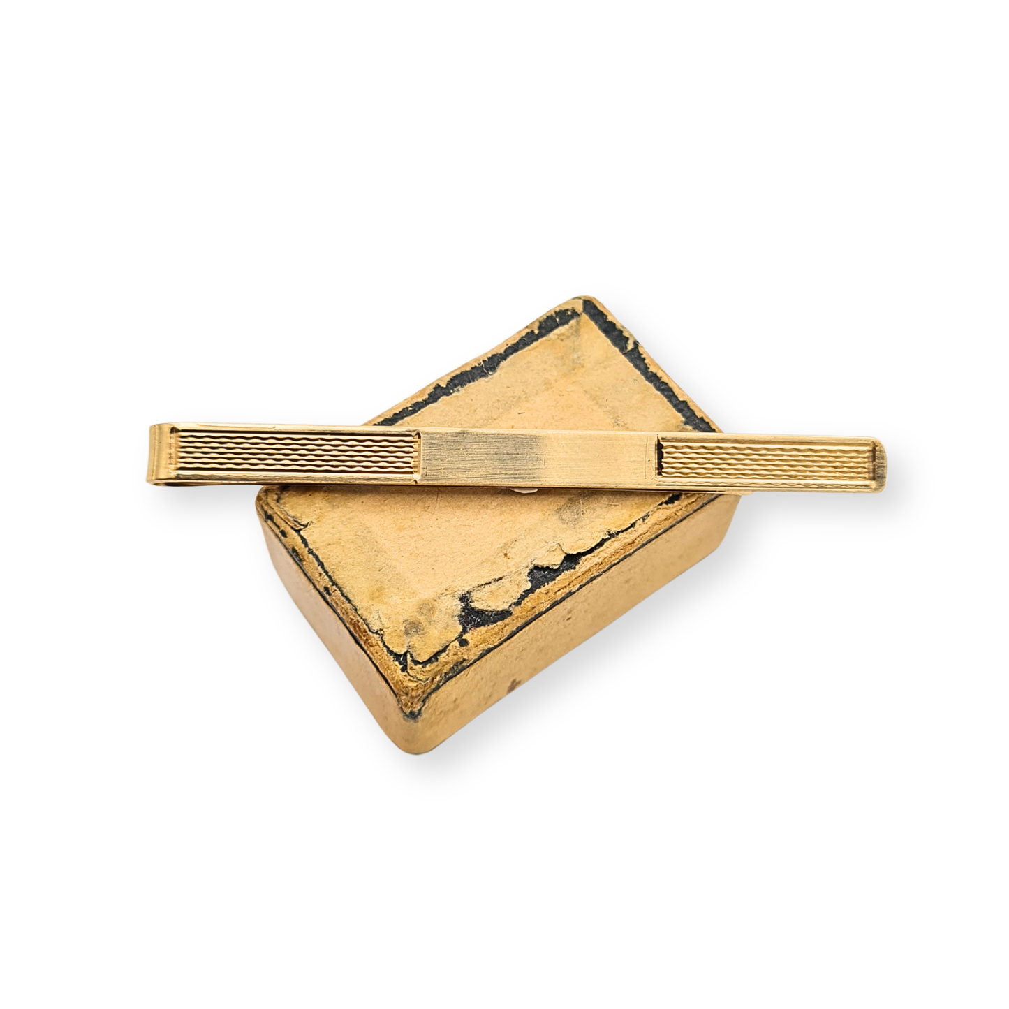 9ct Yellow Gold Tie Slide Tie Clip Hallmarked Birmingham 1988 Textured 50mm