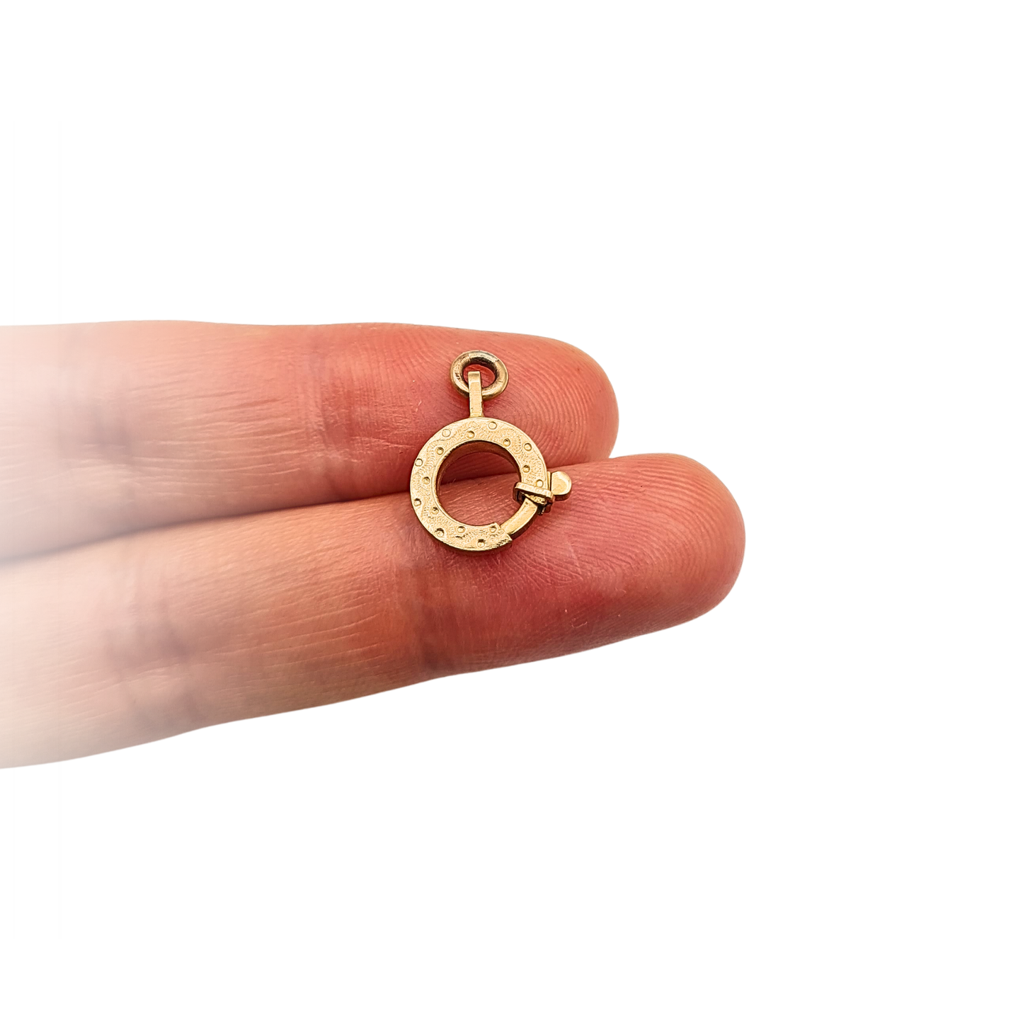 9ct Yellow Gold Engraved Bolt Ring Clasp 10mm  Vintage Spring Clasp