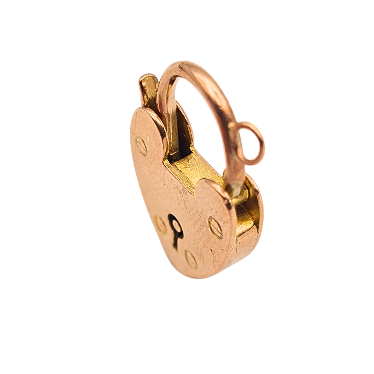 Antique 9ct Gold Heart Padlock Clasp,Rose Gold Clip For Necklace or Bracelet