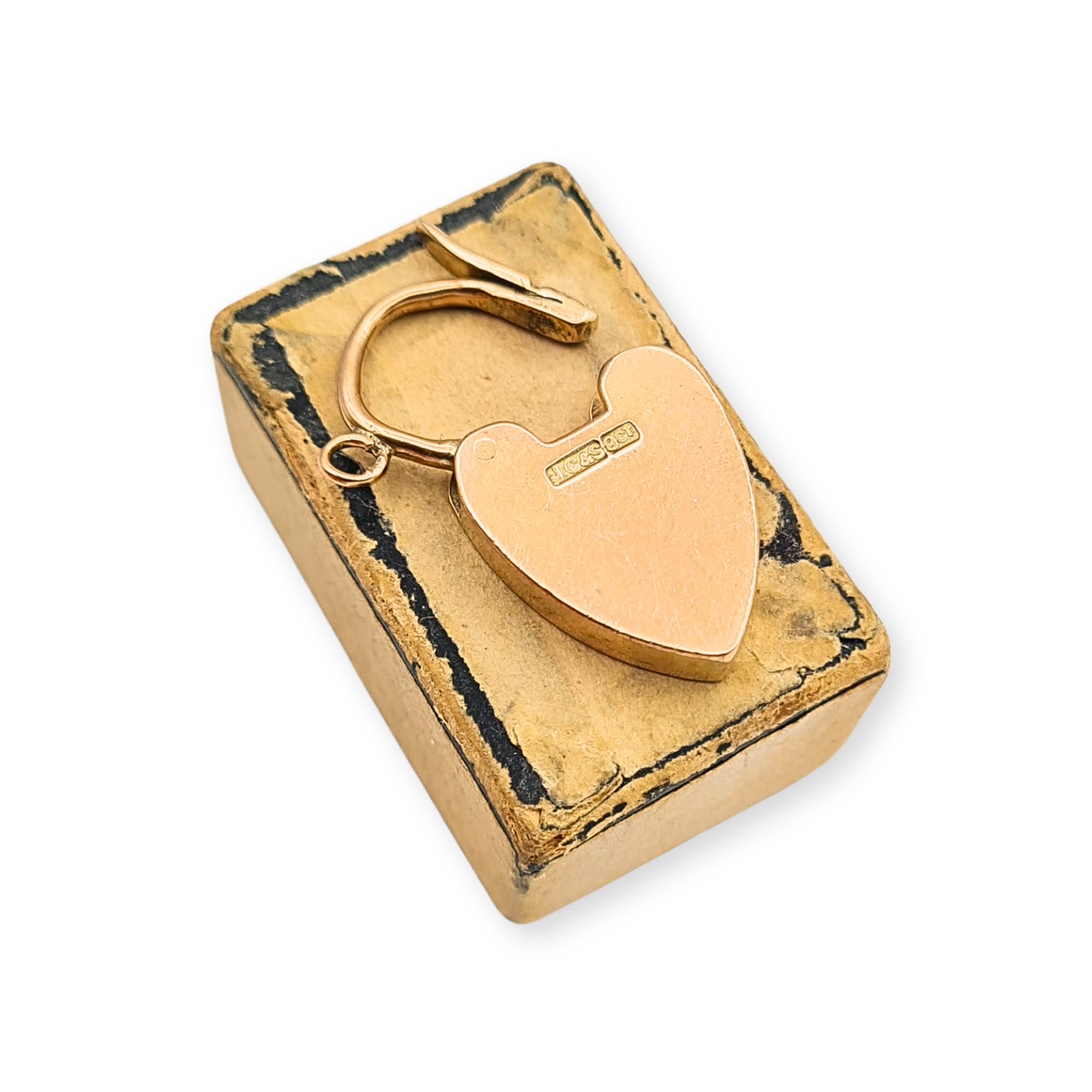 Antique 9ct Rose Gold Heart Padlock Clasp, Hand Engraved Gate Bracelet Lock