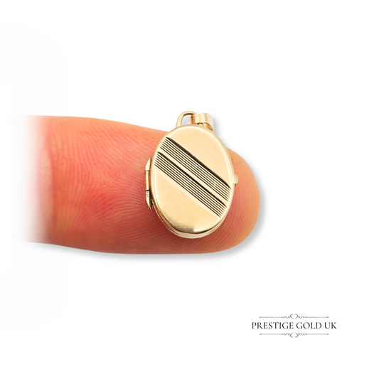 Tiny 9ct Gold  Oval Locket, Lightweight  Opening Pendant, Dainty Gold Charm