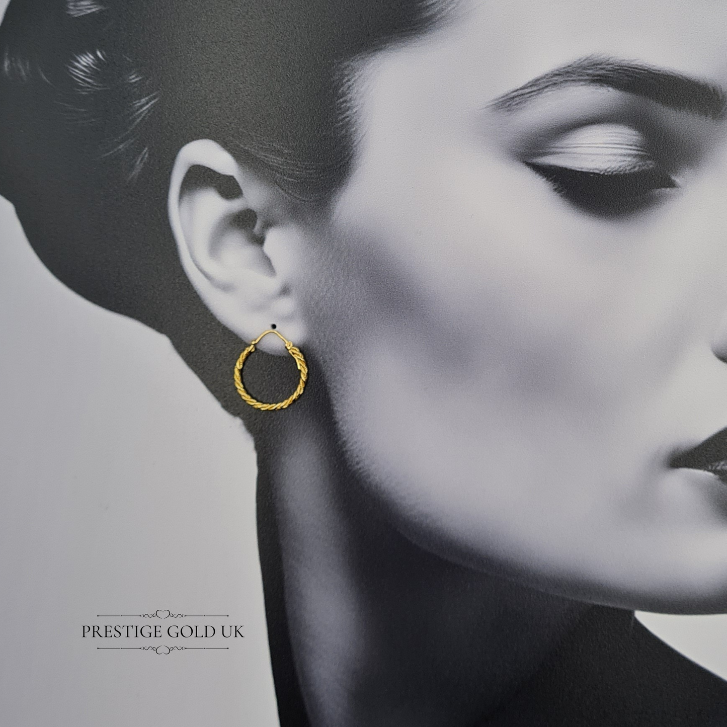 Quality 9ct Gold Rope Twist Hoop Earrings, Vintage 14mm Hoops With Twist Design