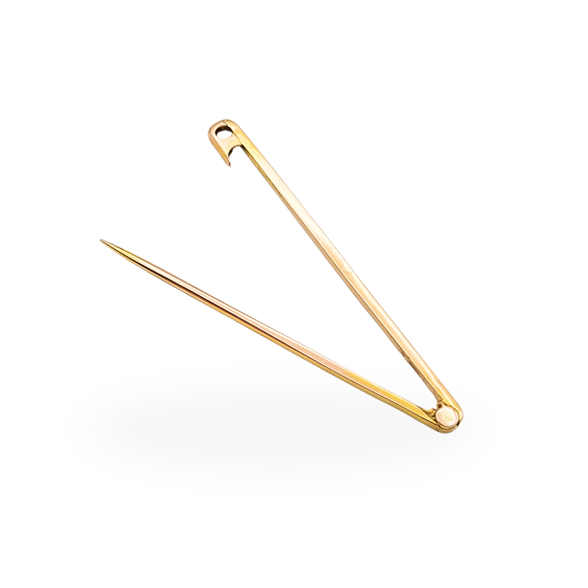 Large Antique 15ct Rose Gold Safety Pin,  Stamped 15ct