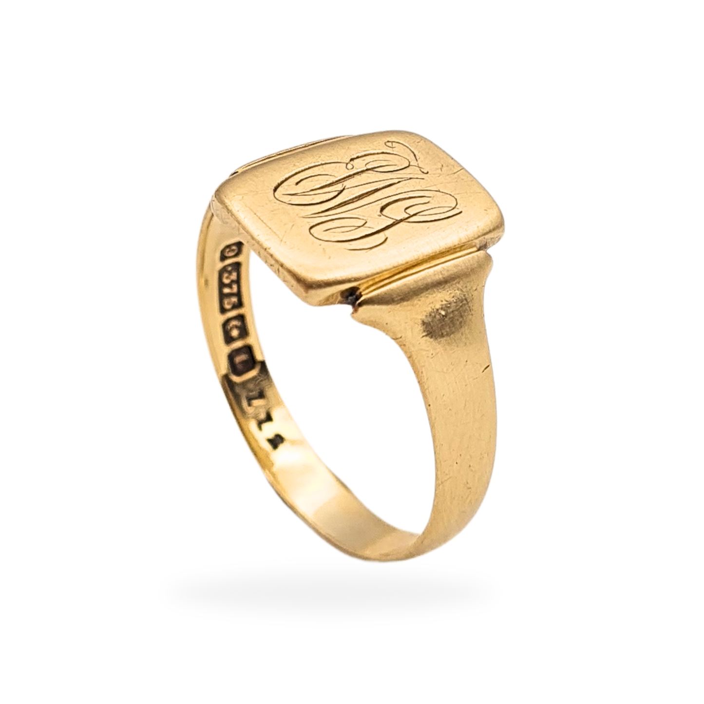 9ct Gold Signet Ring Birmingham 1935 Size UK T 1/2