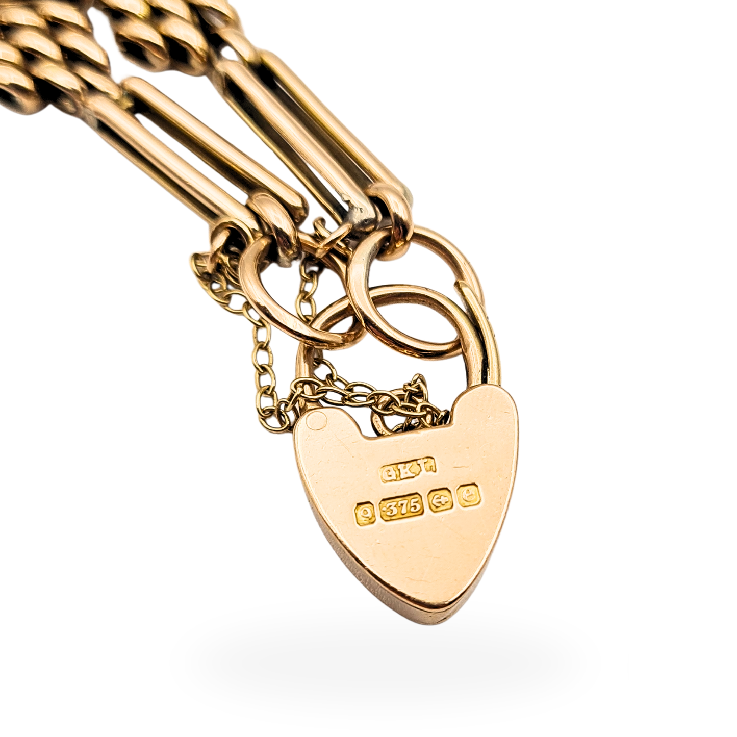 Antique 9ct Rose Gold Turquoise Pearl Gate Bracelet, 1904, 7½ inches long