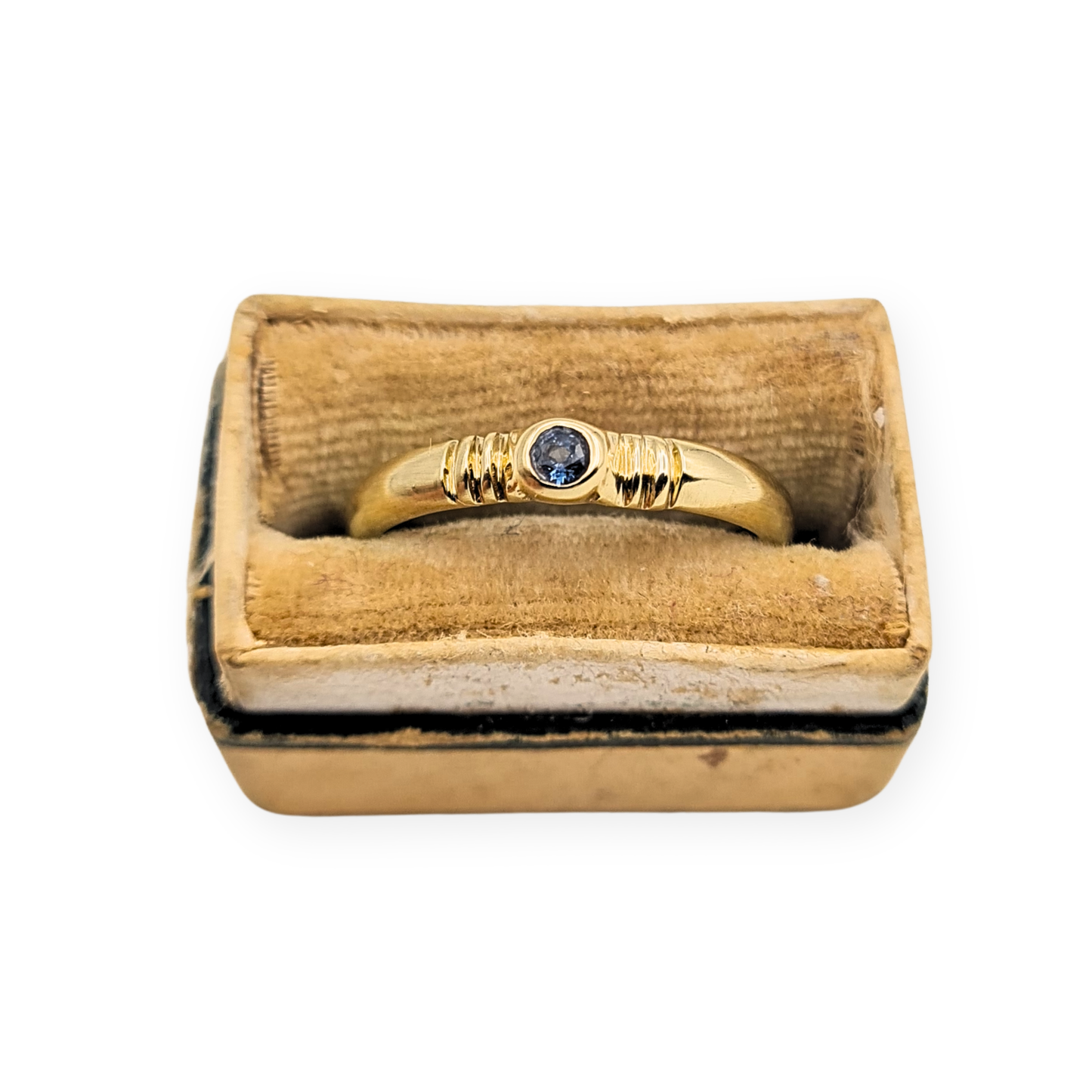 9ct Gold Sapphire Ring Bezel Set Blue Stone UK L US 6 Small Pinky Ring