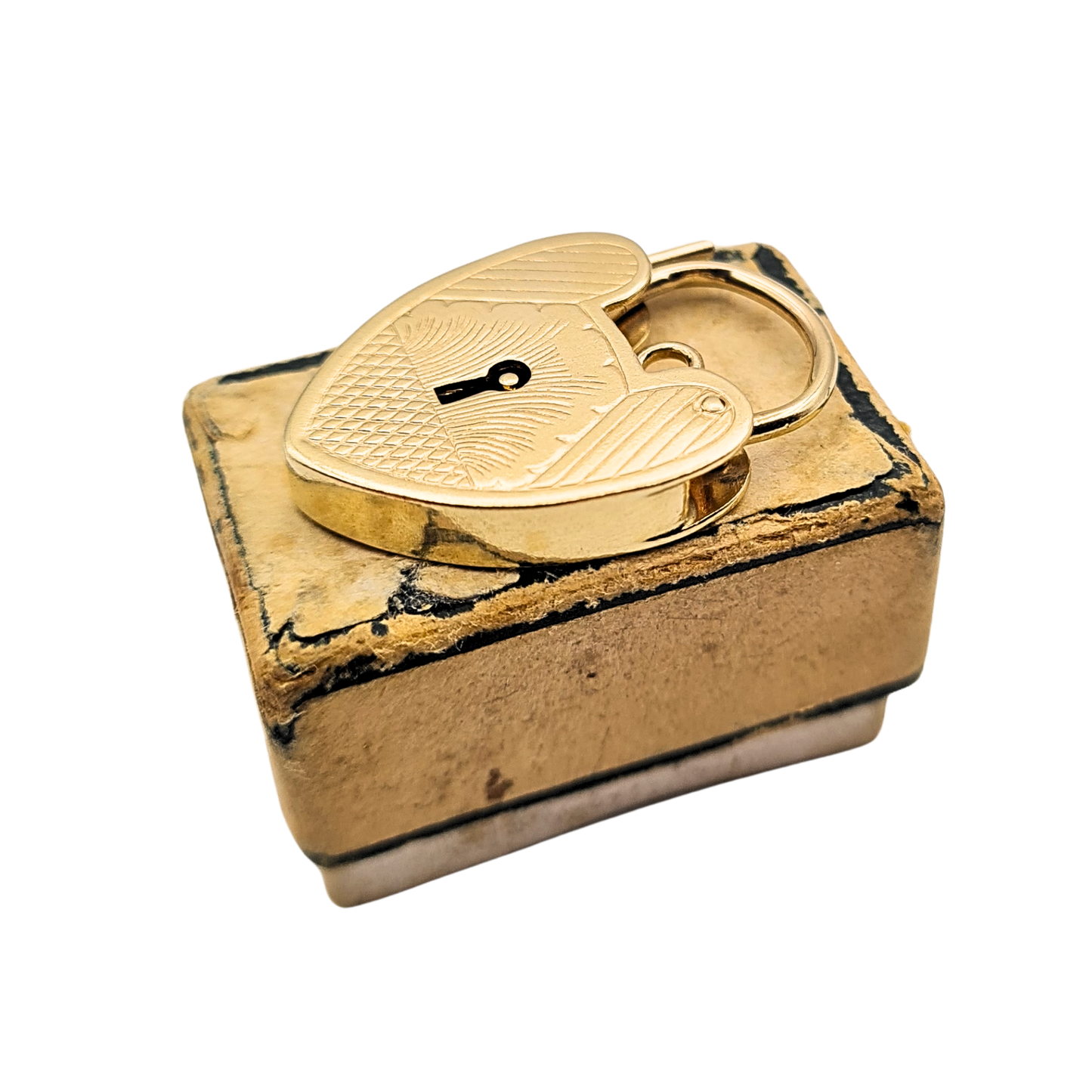 Very Large 9ct Gold Heart Padlock Pendant, 1969, Engraved Charm