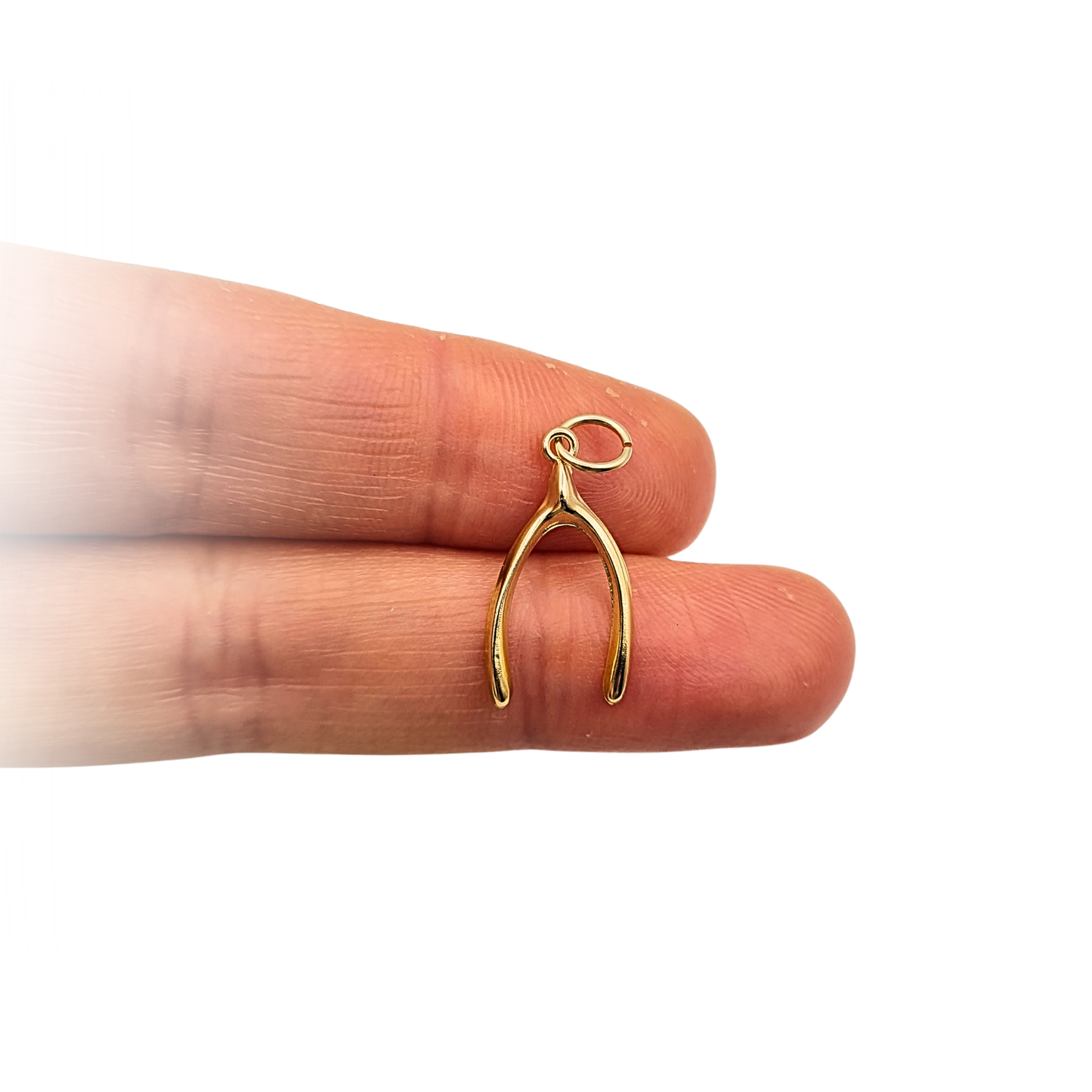Tiny 9k Gold Wishbone Charm Vintage Good Luck Pendant