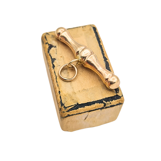 Small 9ct gold Albert chain T bar pendant with hallmarked jump ring and polished finish