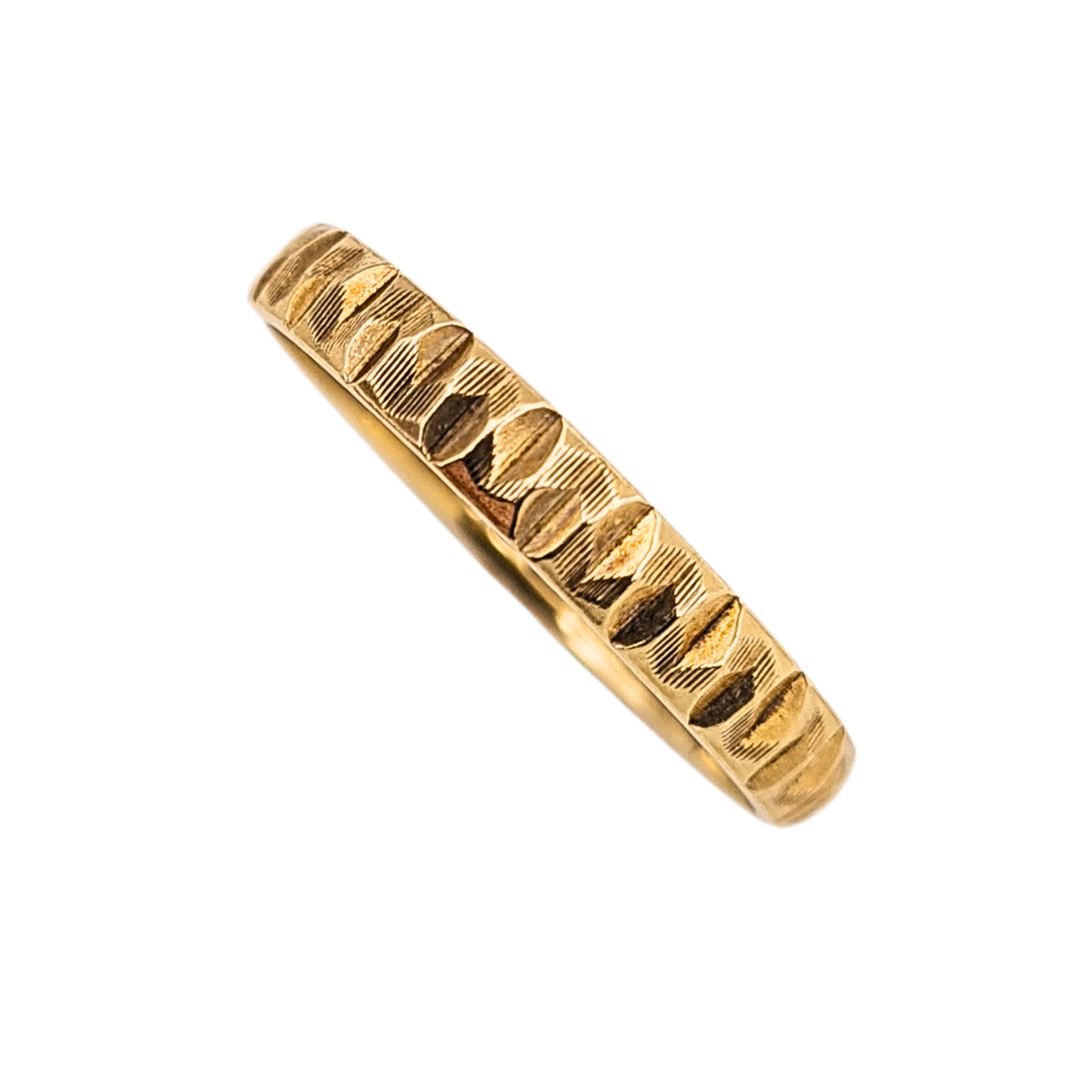 9ct Gold Engraved Band, London 1981, UK O / US 7.25