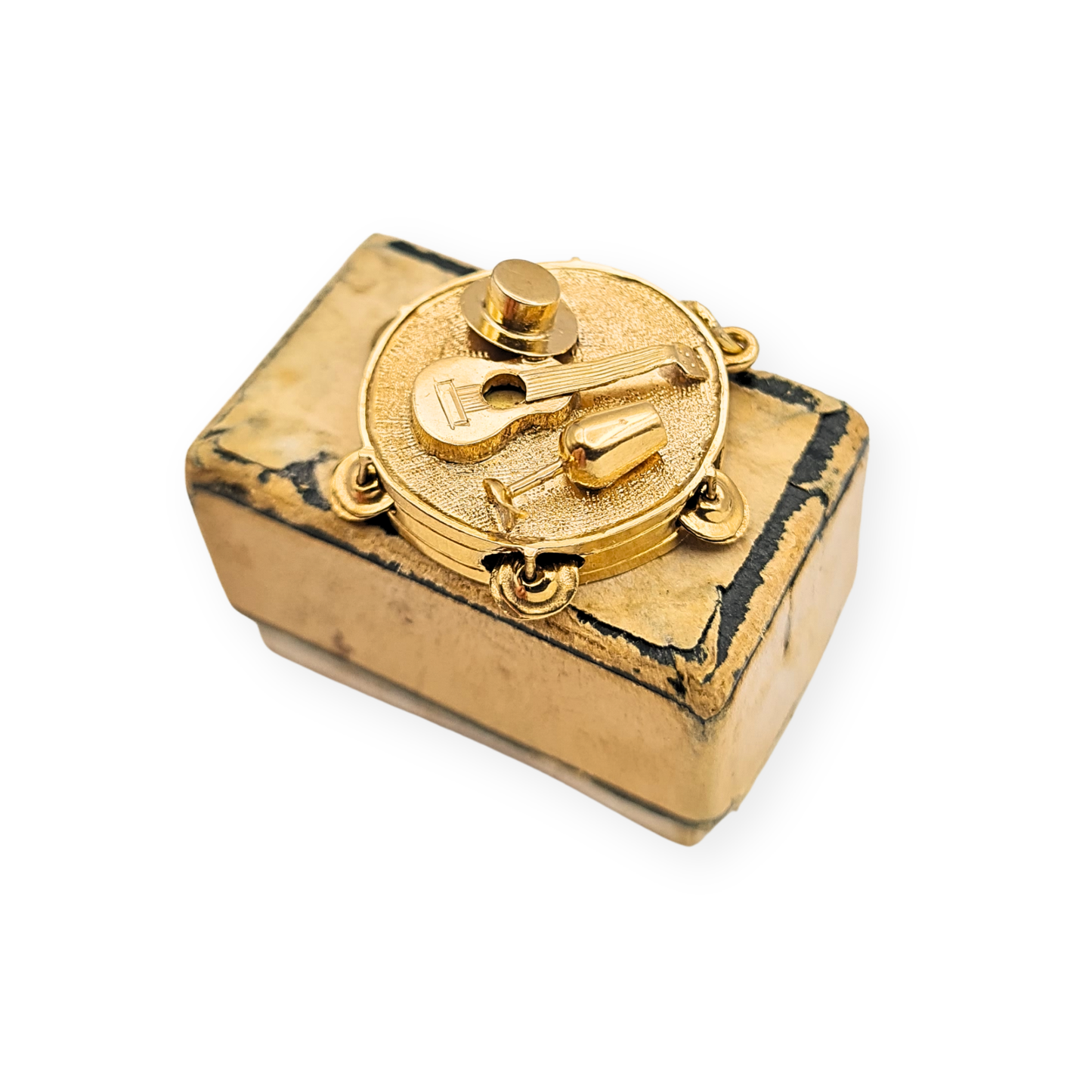 9ct Gold Moving Tambourine Charm Guitar and Hat