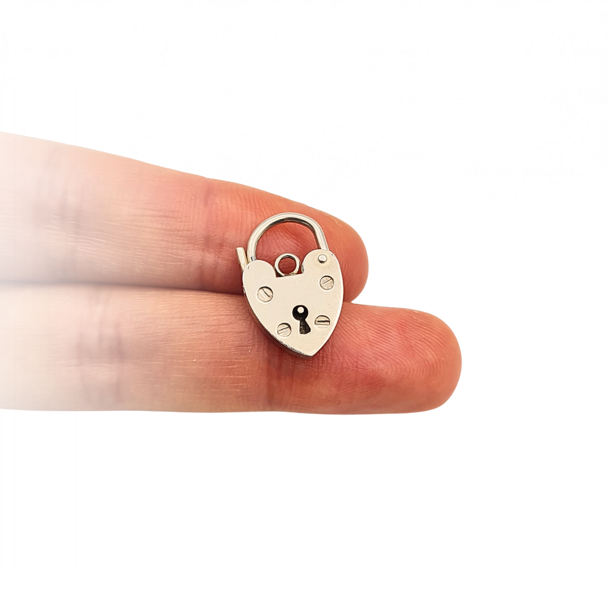 Sterling Silver Heart Padlock Charm Pendant 18mm Hallmarked 1975