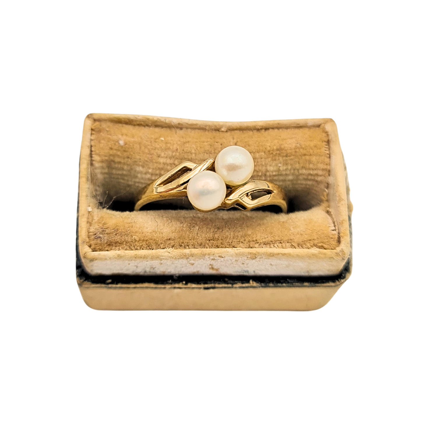 9ct Gold Pearl Ring, Twin Pearl, Size I½ / 4½,