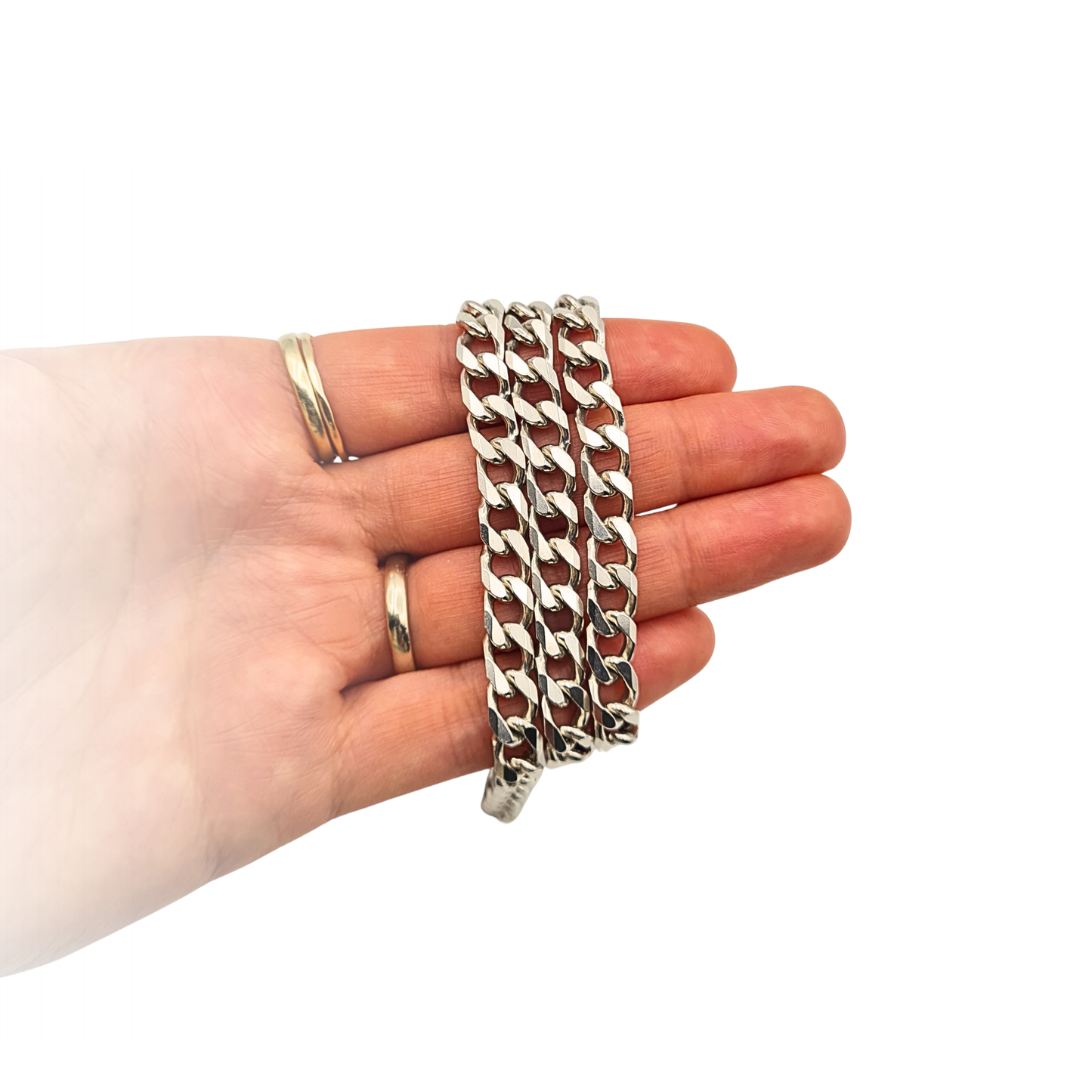 20" Solid Sterling Silver Flat Curb Chain Necklace 51cm Vintage 925