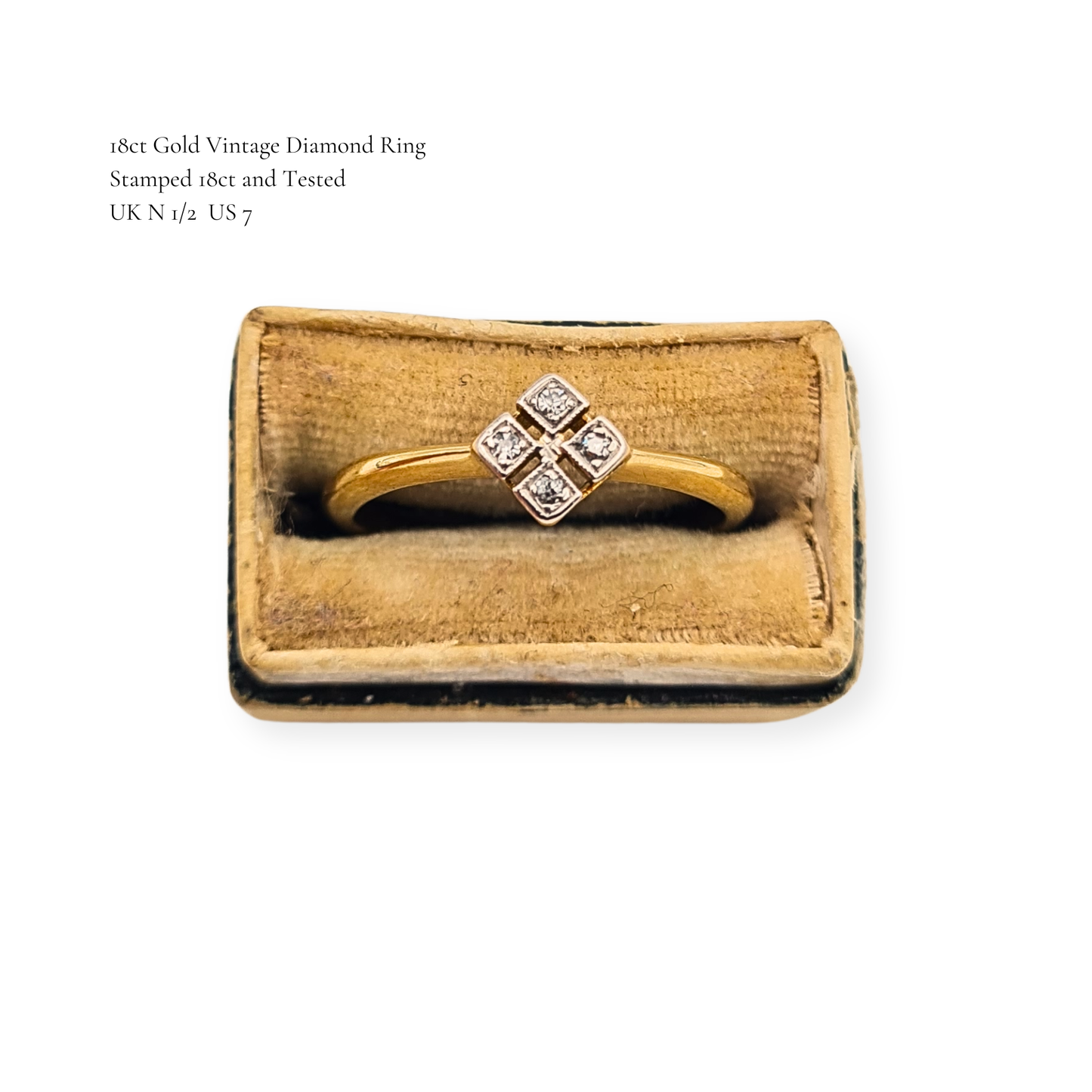 Quality 18ct Gold 4 Stone Diamond Ring Art Deco Style UK N½ US 7
