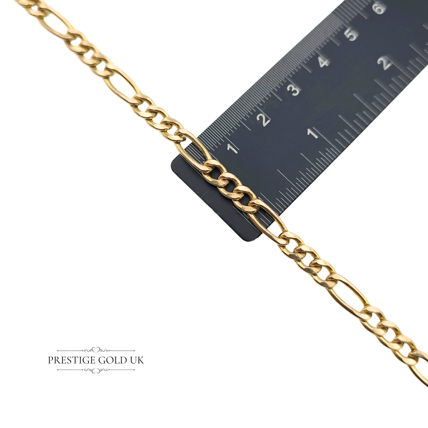 7" Vintage 9ct Gold Figaro Bracelet,  (18cm) Long, 5mm Wide, Hollow Design