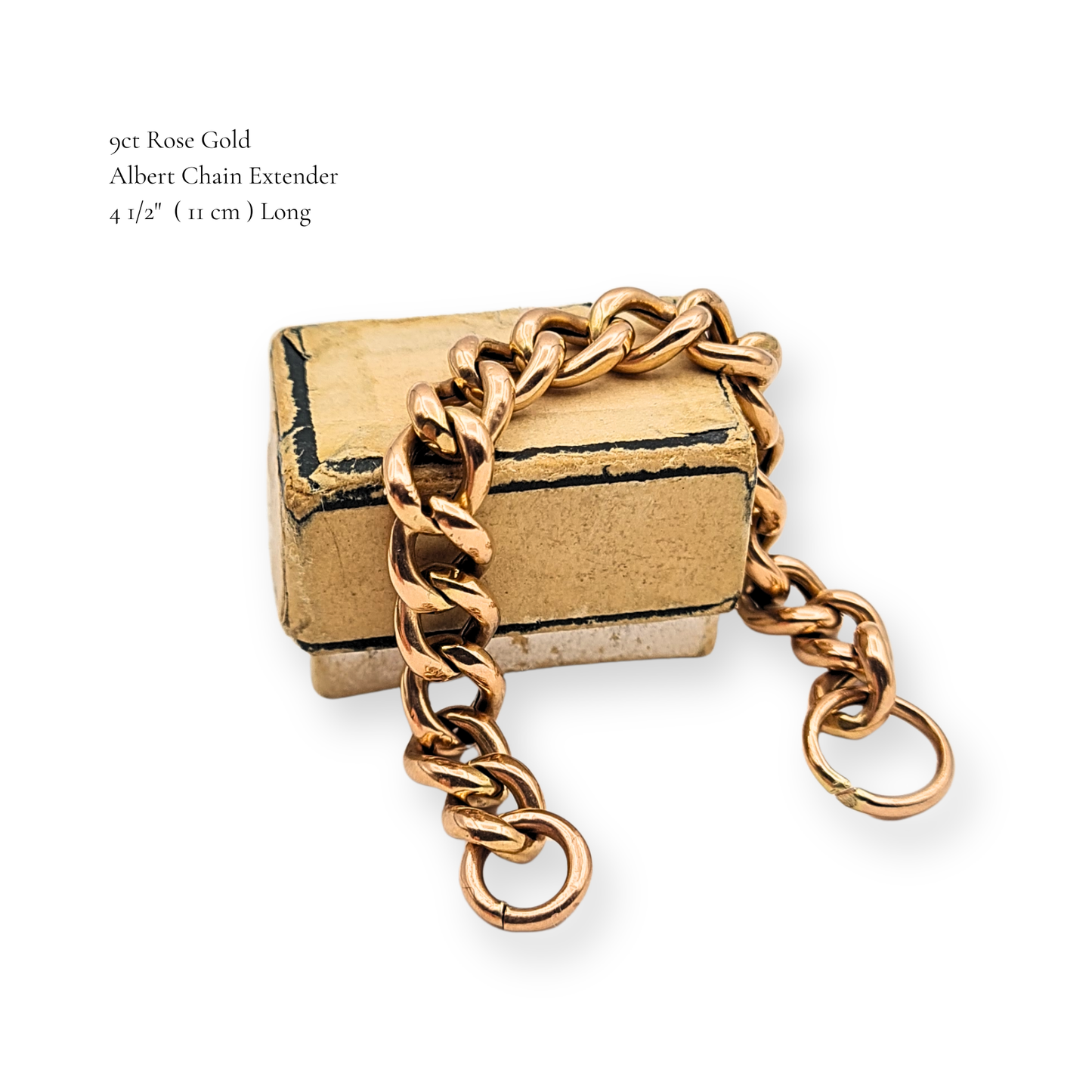 4.5" Long Rose Gold Albert Chain Necklace Extender 11cm