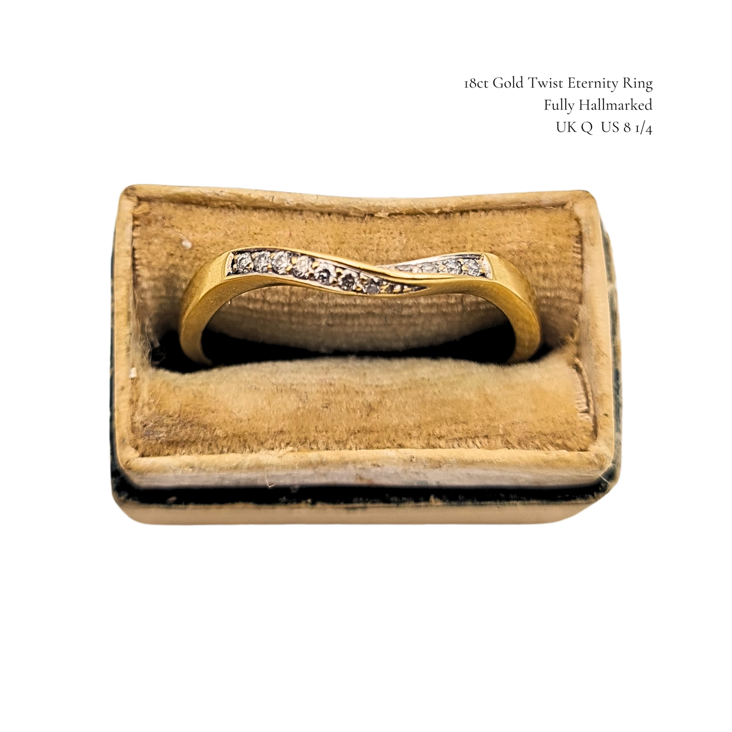Quality 18ct Gold Diamond Twist Eternity Ring Band UK Q US 8.25