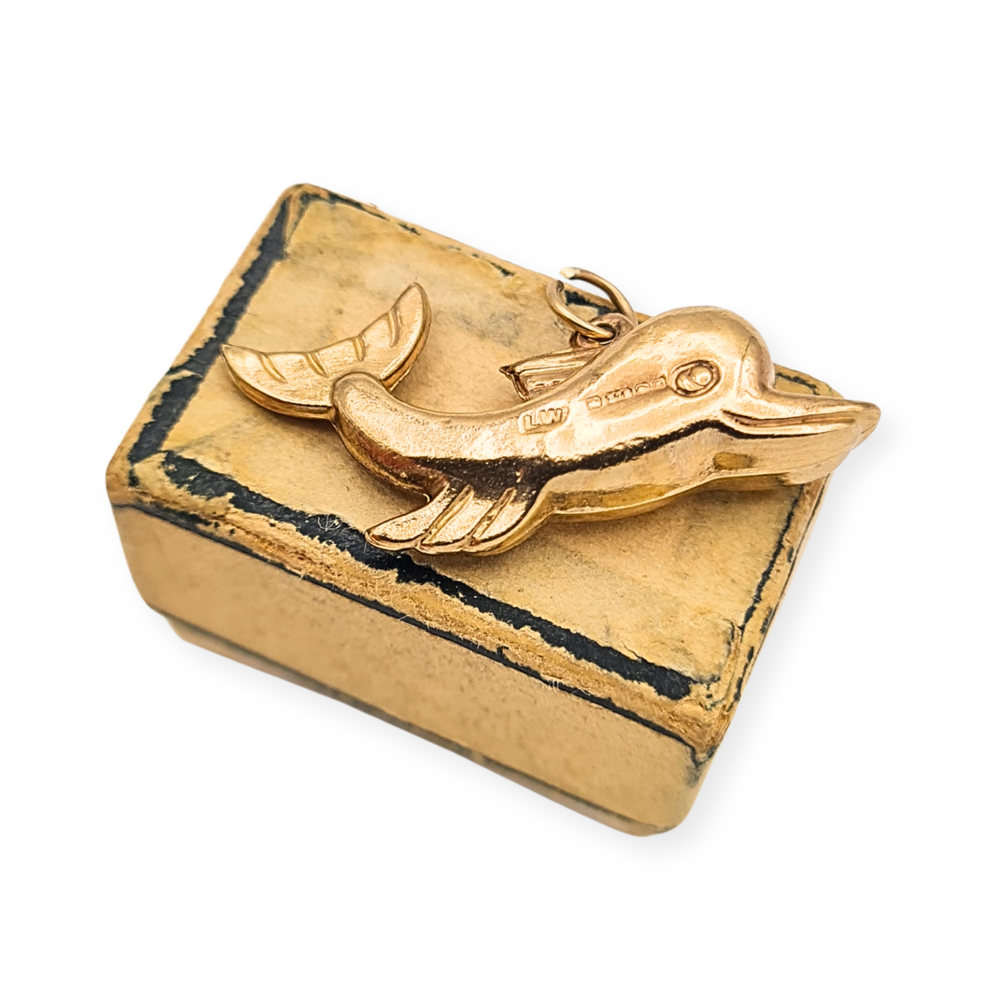 Vintage 9ct Gold Puffy Dolphin Charm Pendant Full British Hallmarks