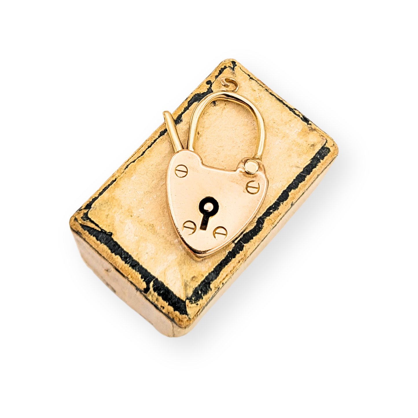 Antique 9ct Rose Gold Heart Padlock Clasp, Birmingham 1900