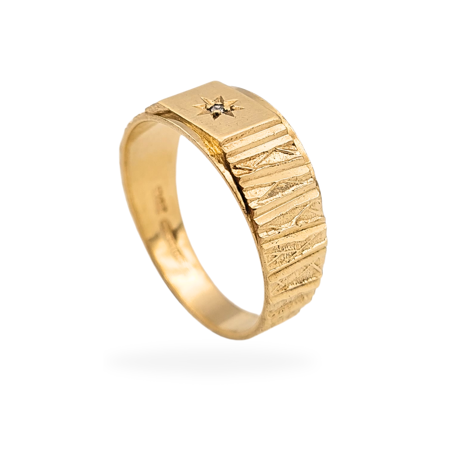 9ct Gold Diamond Signet Ring, Birmingham 1979, UK V 1/2