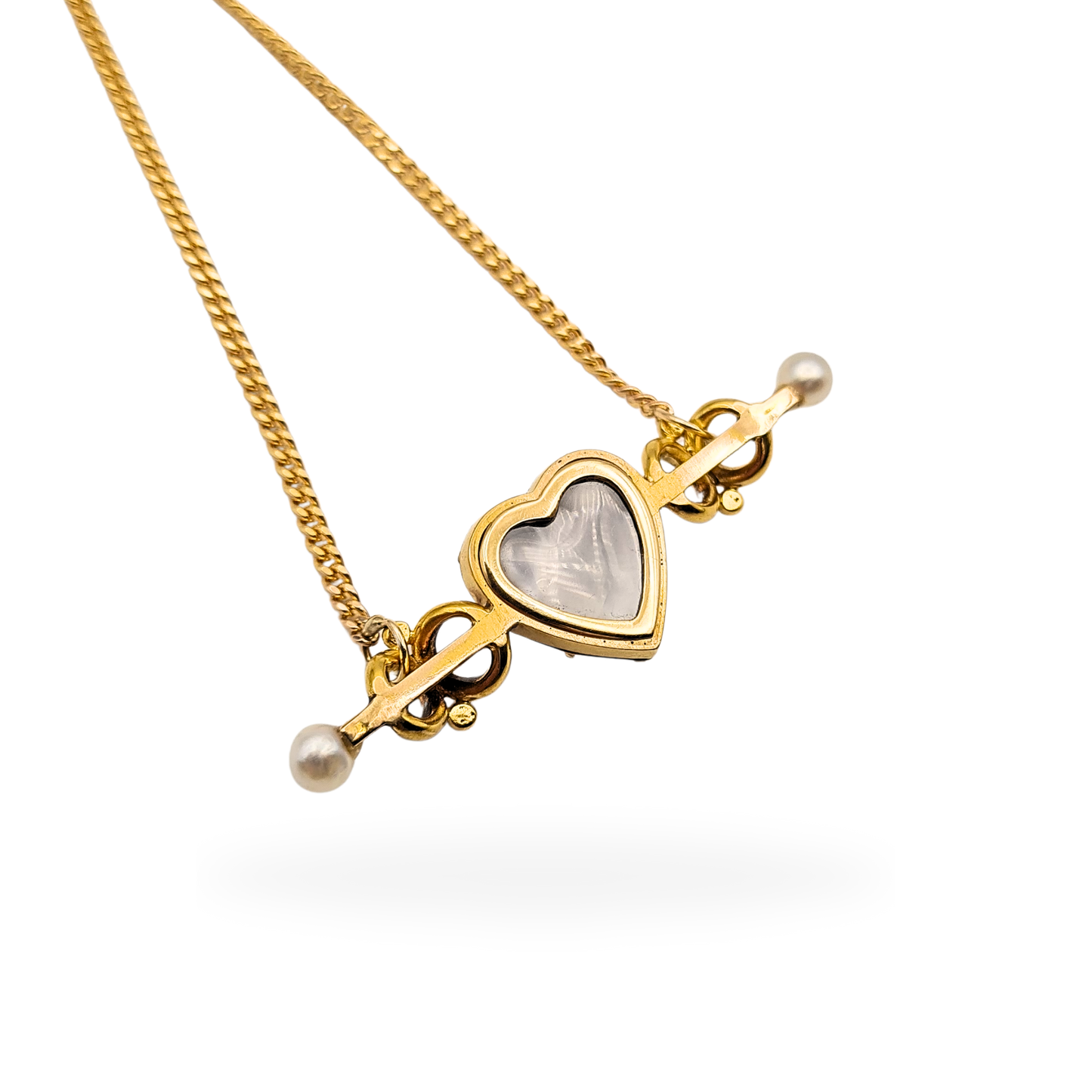 9ct Gold Chain With 15ct Mourning Heart Locket, 17 Inch