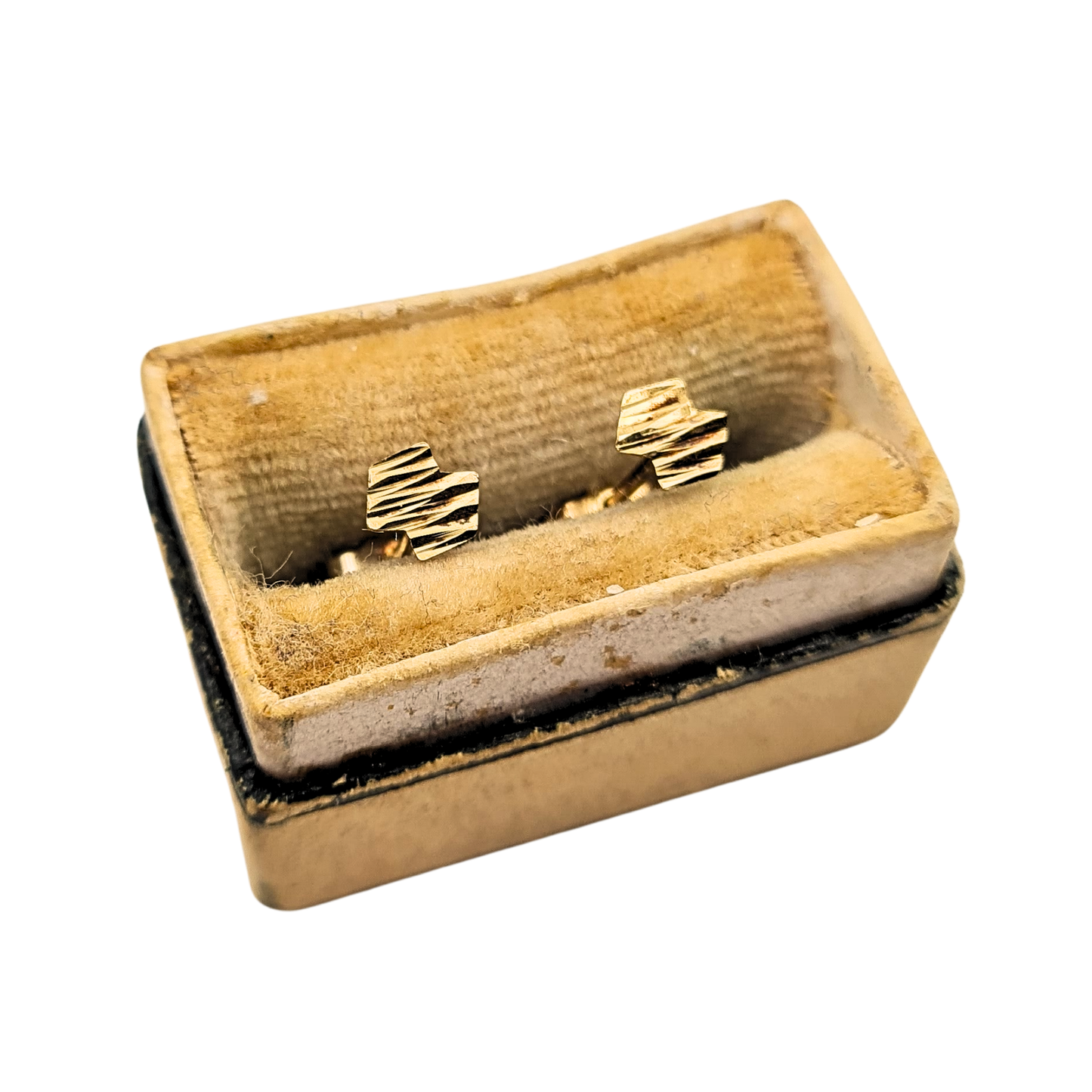 9ct Gold Brutalist Stud Earrings, 4mm, Small Earrings