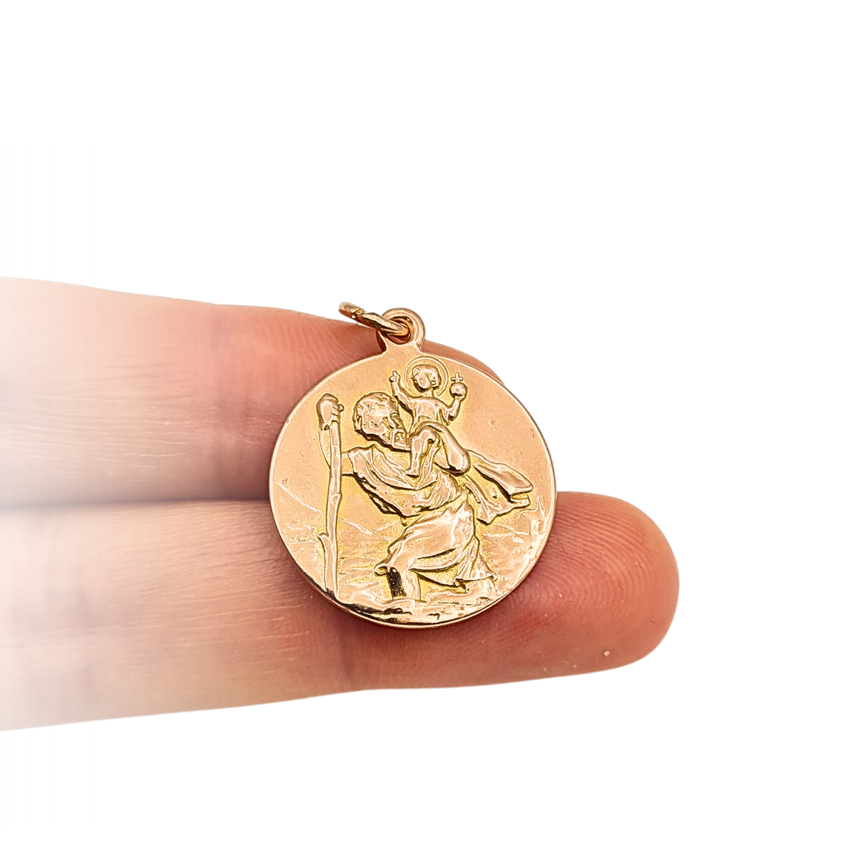 9ct Rose Gold St Christopher Pendant Large Solid Gold Religious Medal
