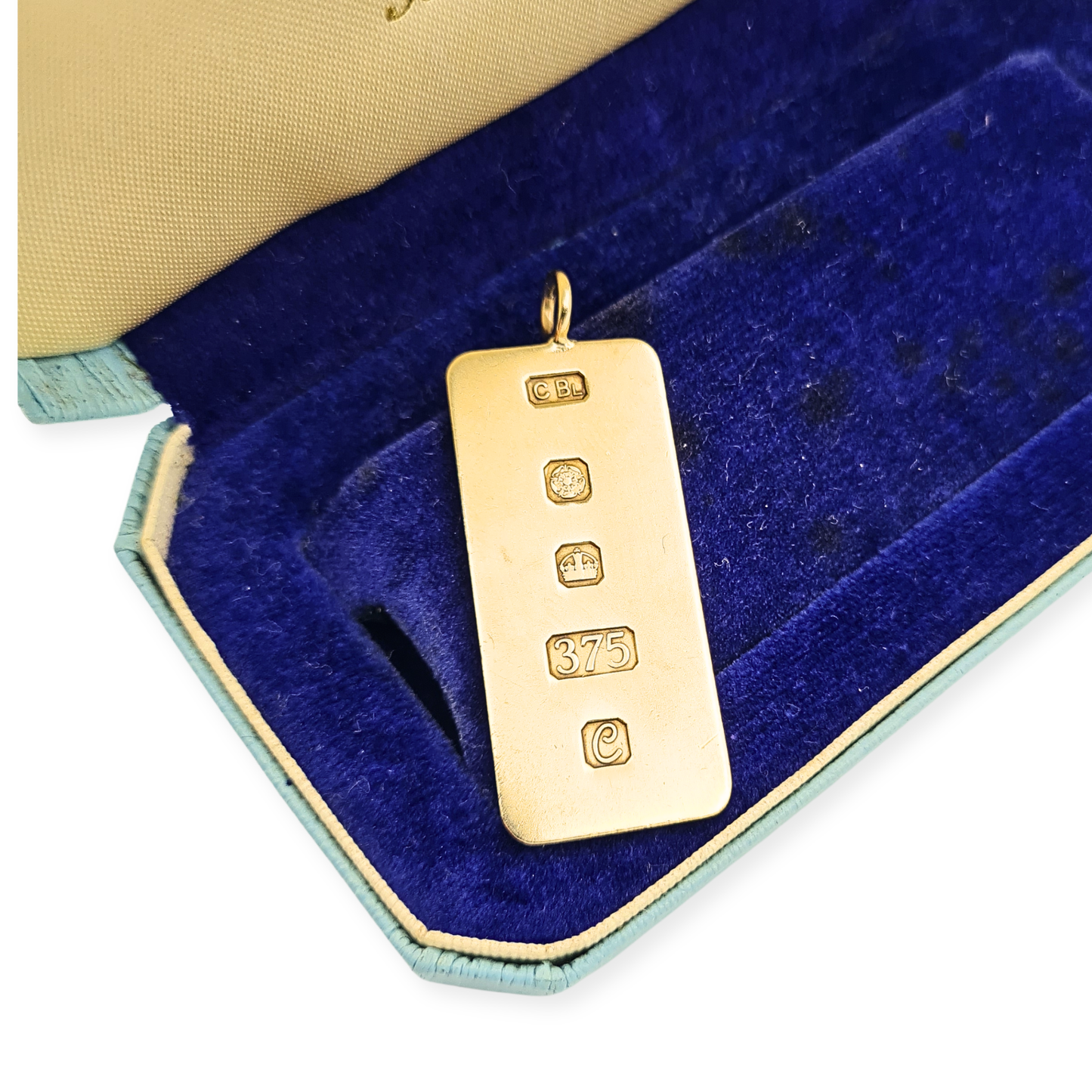 Large Vintage 9ct Gold Heavy Ingot Pendant Sheffield Hallmark 1977