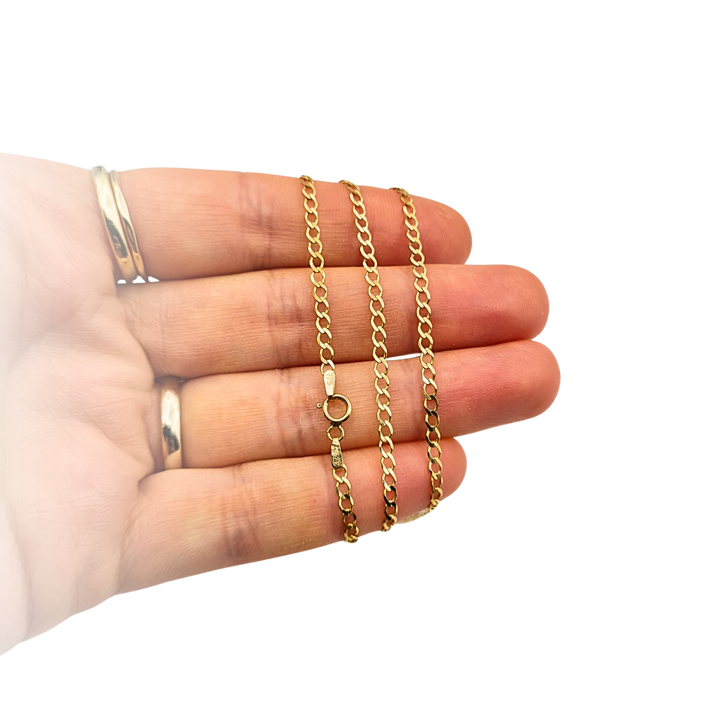 18"  9ct Gold Hollow Curb Chain Necklace 2.3mm Hallmarked Spring Ring