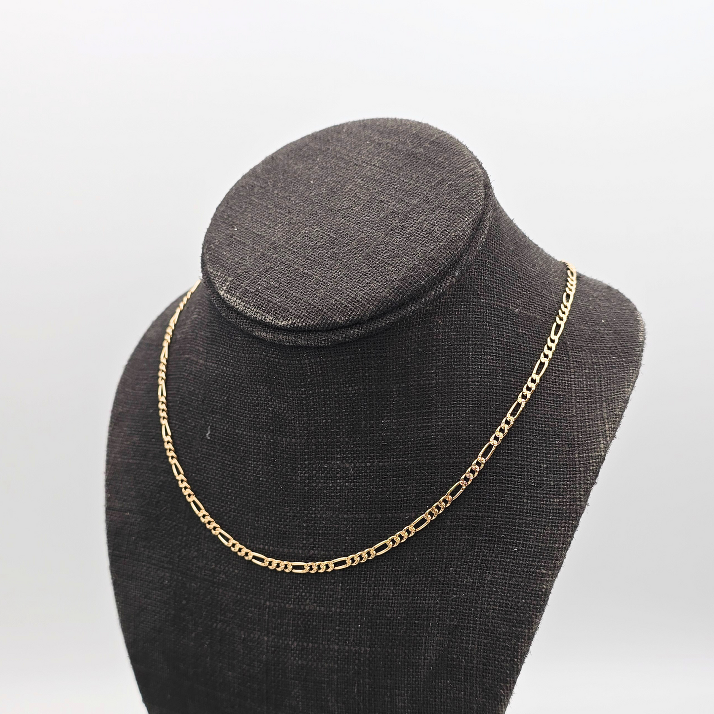 9ct Gold Diamond Cut Figaro Chain Necklace, 1990s  16" Long