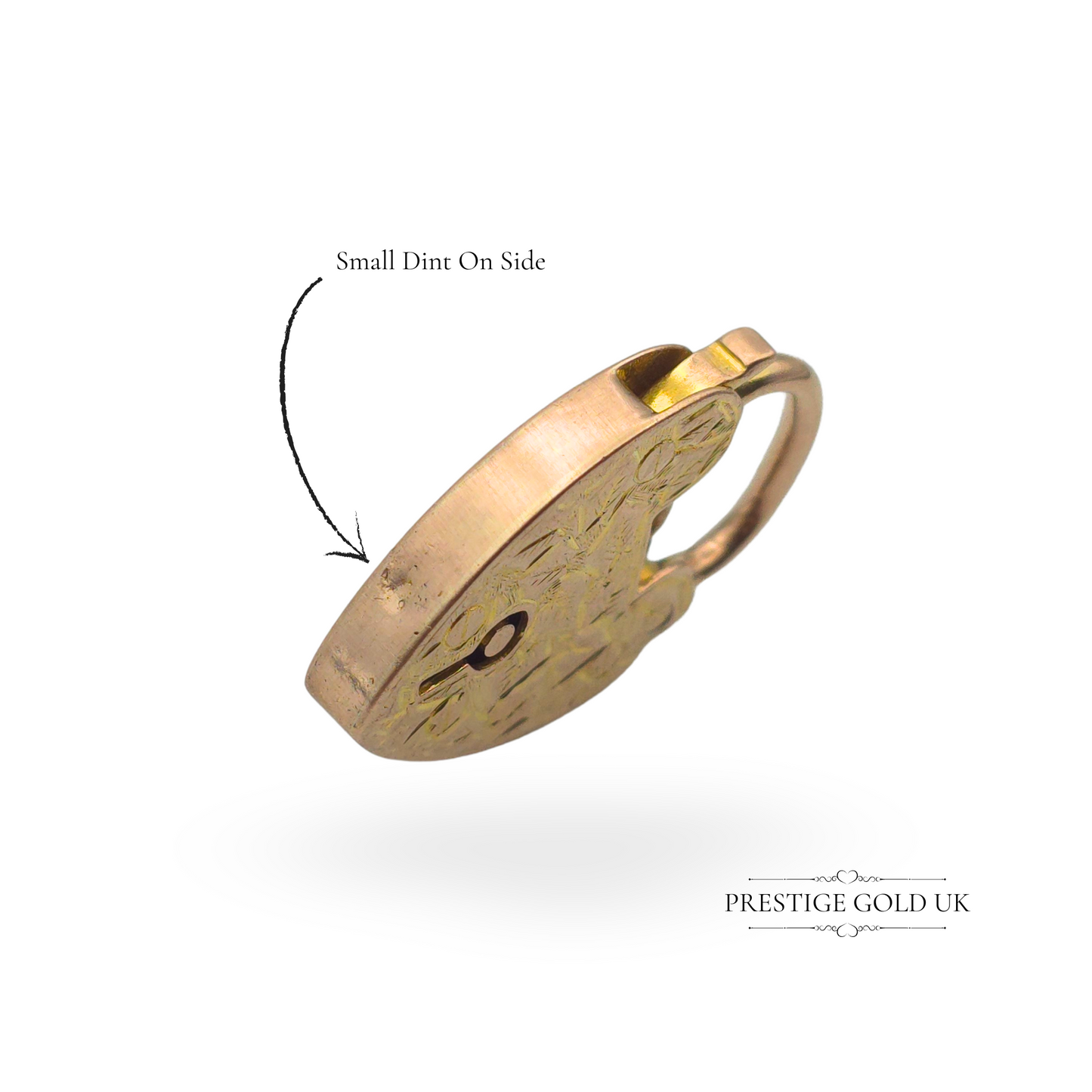 Antique William Lewis Engraved Heart Padlock 9ct Gold
