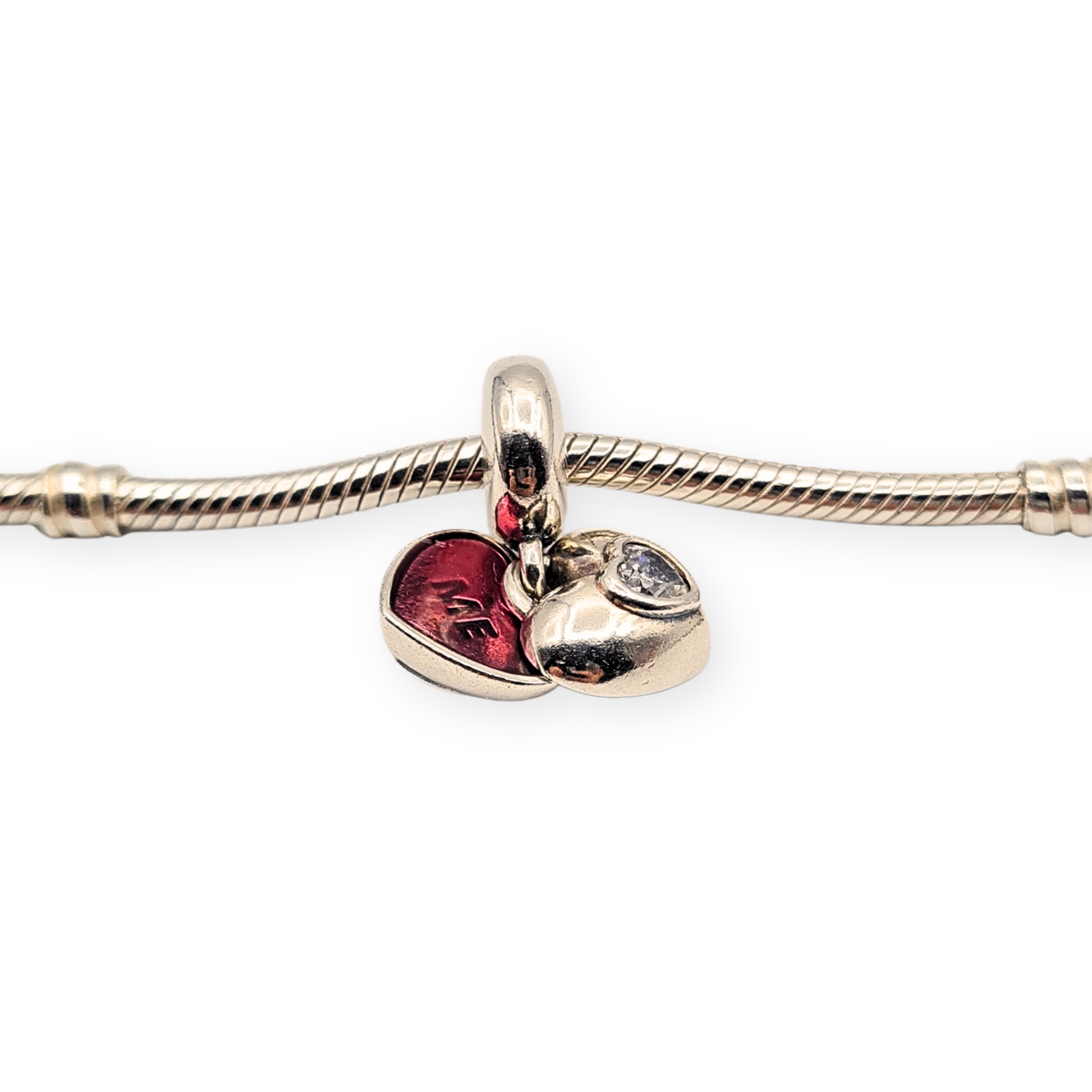 Pandora You & Me Split Heart Charm S925 ALE Silver CZ