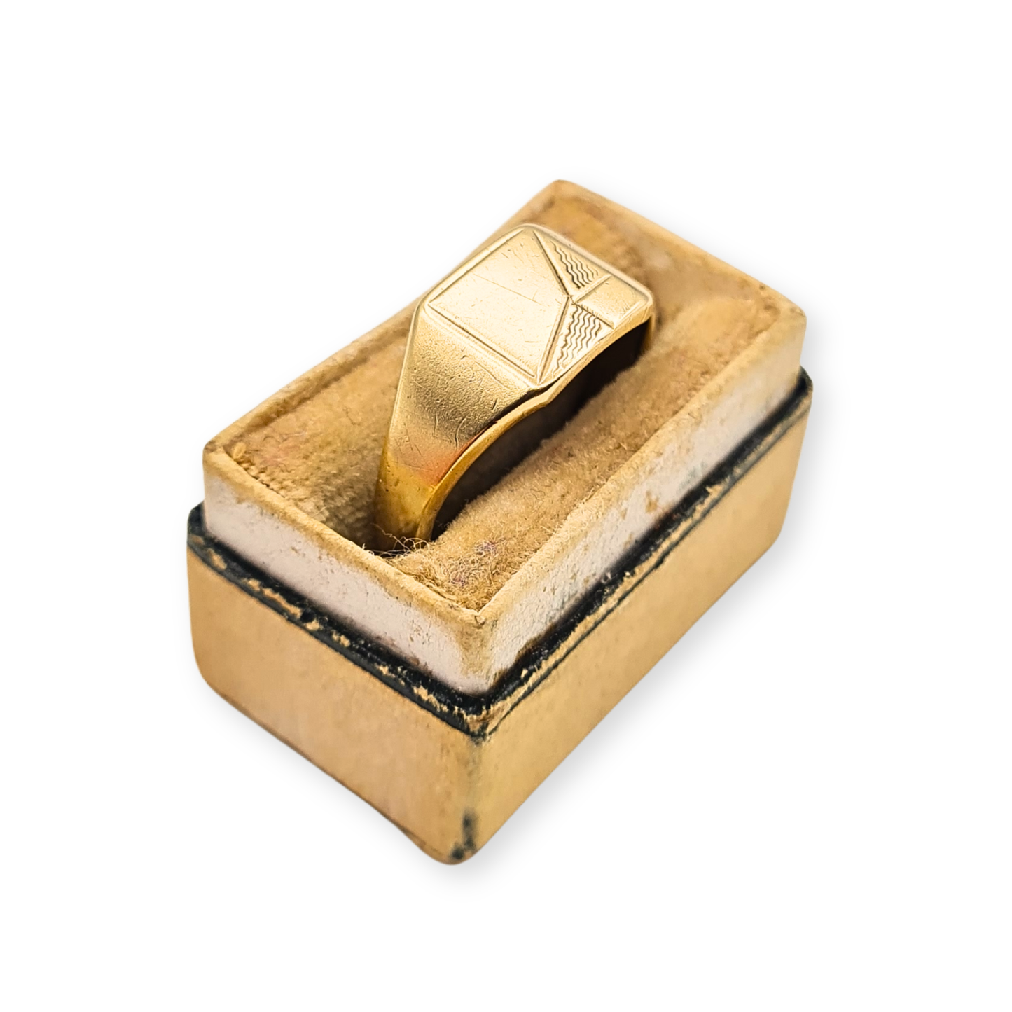 9ct Gold Engraved Signet Ring Hallmarked 1989 Solid Gold UK M1/2 US 6.5
